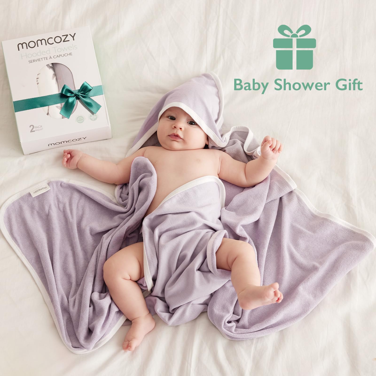 Foto 4 | Baby Towel Momcozy, Paquete De 2 Unidades, Con Capucha Y Toalla De Baño De Algodón, 35 X 35 Pulgadas - Venta Intern