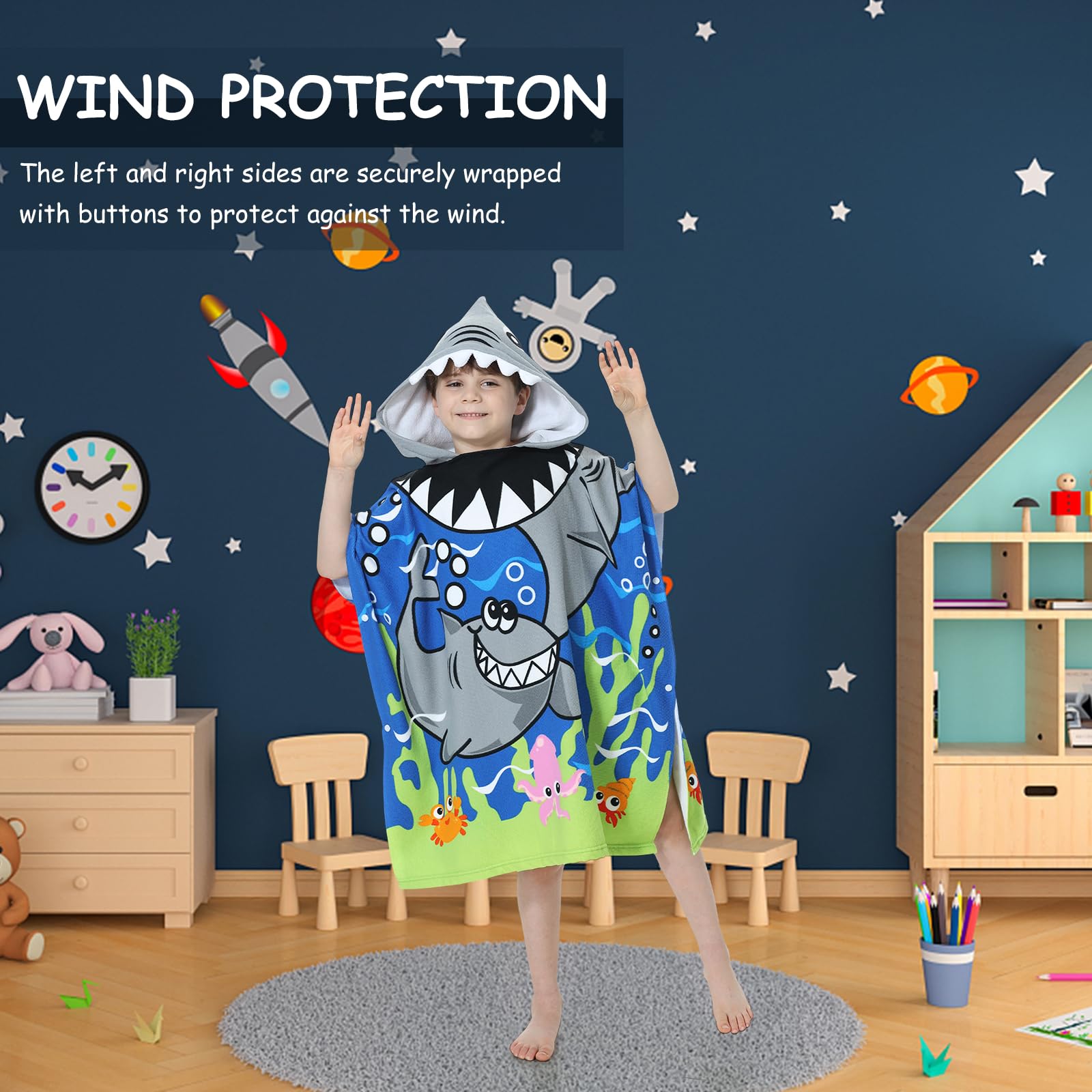Foto 4 pulgar | Poncho Con Capucha Mokani Toalla De Playa Suave De Microfibra Para Niños - Venta Internacional.