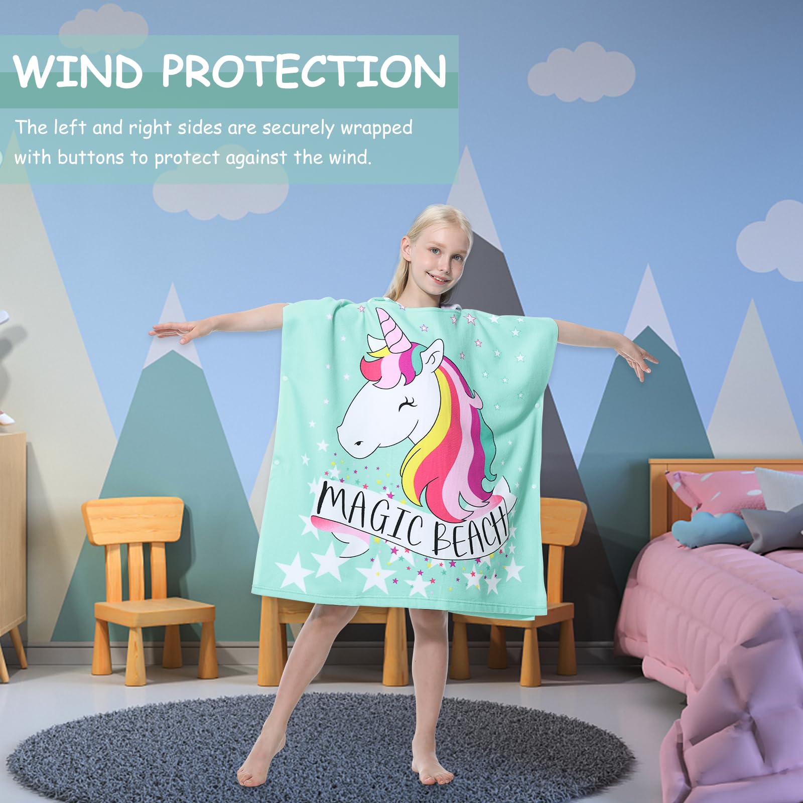 Foto 4 pulgar | Poncho Con Capucha Mokani Toalla De Playa Suave De Microfibra Para Niños - Venta Internacional.