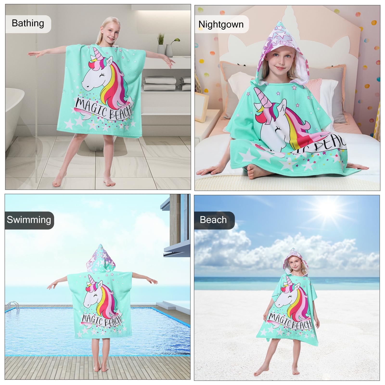 Foto 7 | Poncho Con Capucha Mokani Toalla De Playa Suave De Microfibra Para Niños - Venta Internacional.