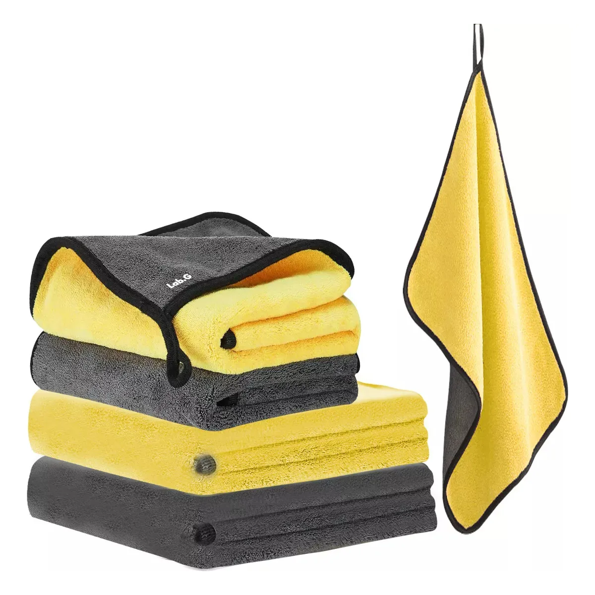 Foto 4 pulgar | Toallas De Limpieza Gruesas Para Auto 4 Piezas Lab.g Amarillo