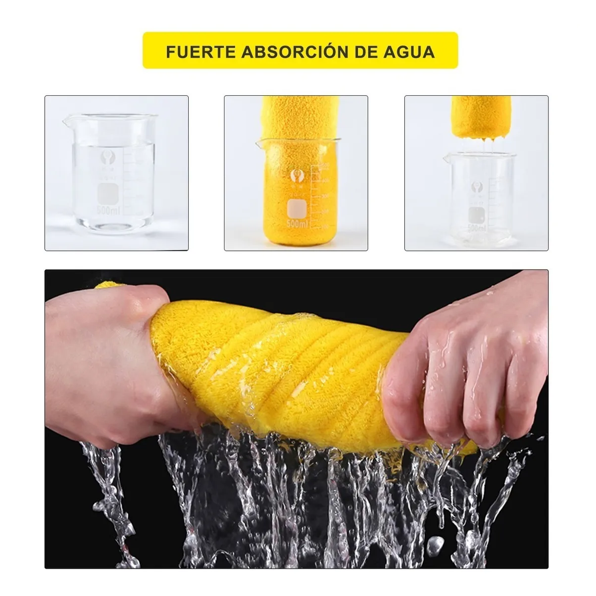 Foto 4 | Toallas De Limpieza Gruesas Para Auto 4 Piezas Lab.g Amarillo