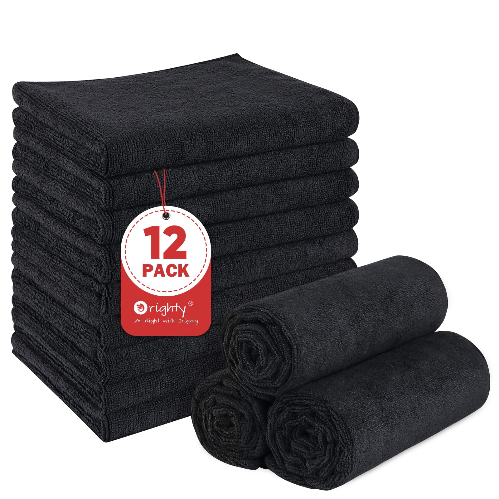 Toallas De Salón Orighty  Color Negro  Extra Grandes  45 X 75 Cm  Paquete De 12 - Venta Internacional.