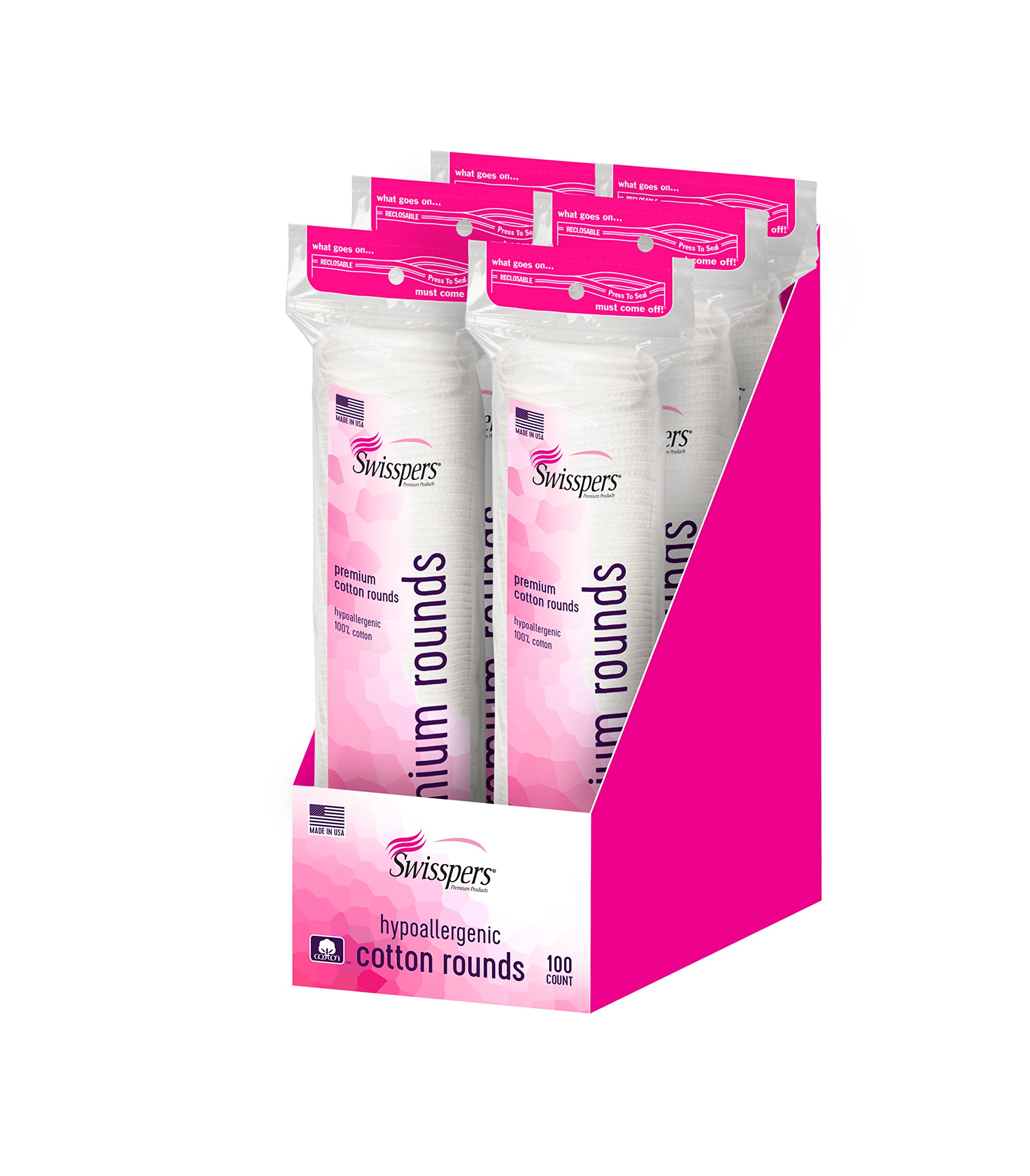 Cotton Rounds Swisppers Premium  100% Algodón Natural  600 Unidades - Venta Internacional.