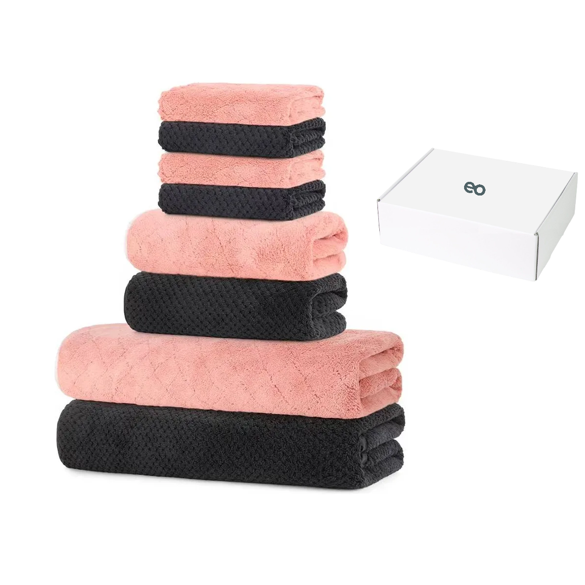 Juego 8pcs Toallas Baño Grande Lana Coral Suave Eo Safe Imports Esi-20780 Multicolor