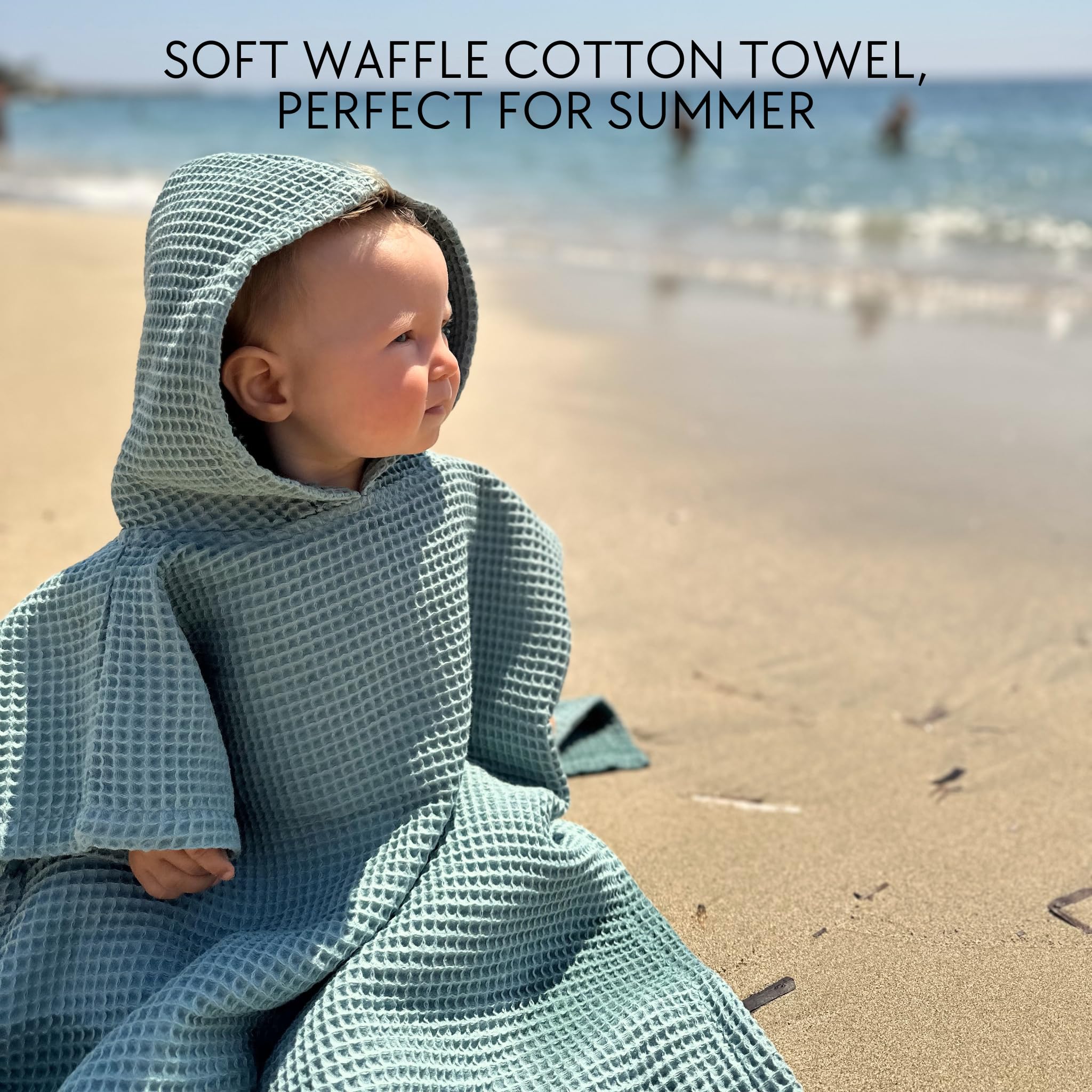 Foto 2 | Toalla De Playa Con Capucha Zicoto Para Niños  Algodón Gofre  Color Verde - Venta Internacional.