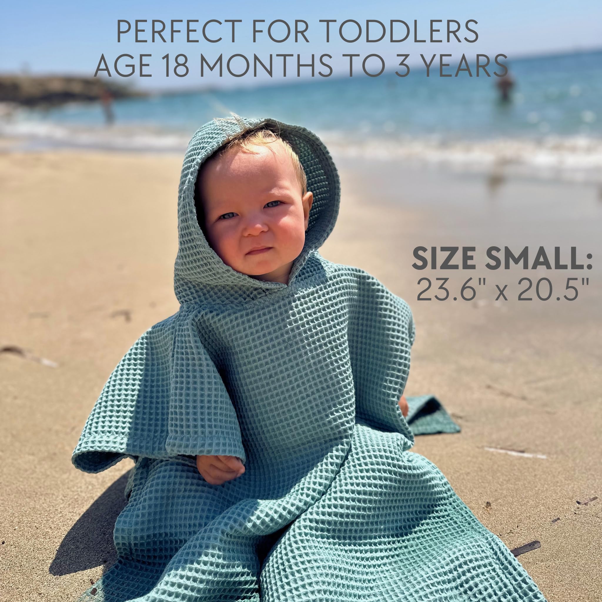 Foto 5 pulgar | Toalla De Playa Con Capucha Zicoto Para Niños  Algodón Gofre  Color Verde - Venta Internacional.