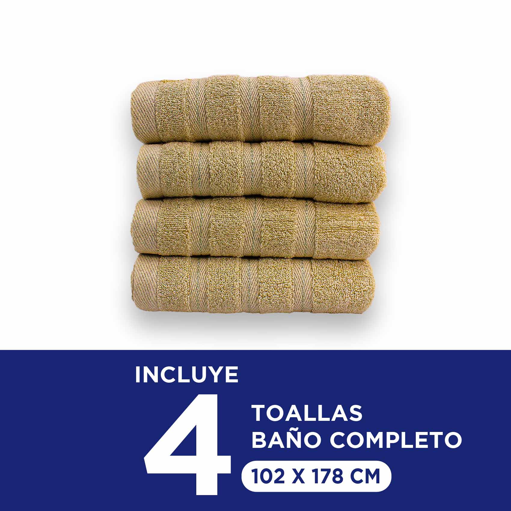 Foto 3 pulgar | Toalla Baño Completo Hokins Beige 100% Algodón 102x178 cm 4 Piezas