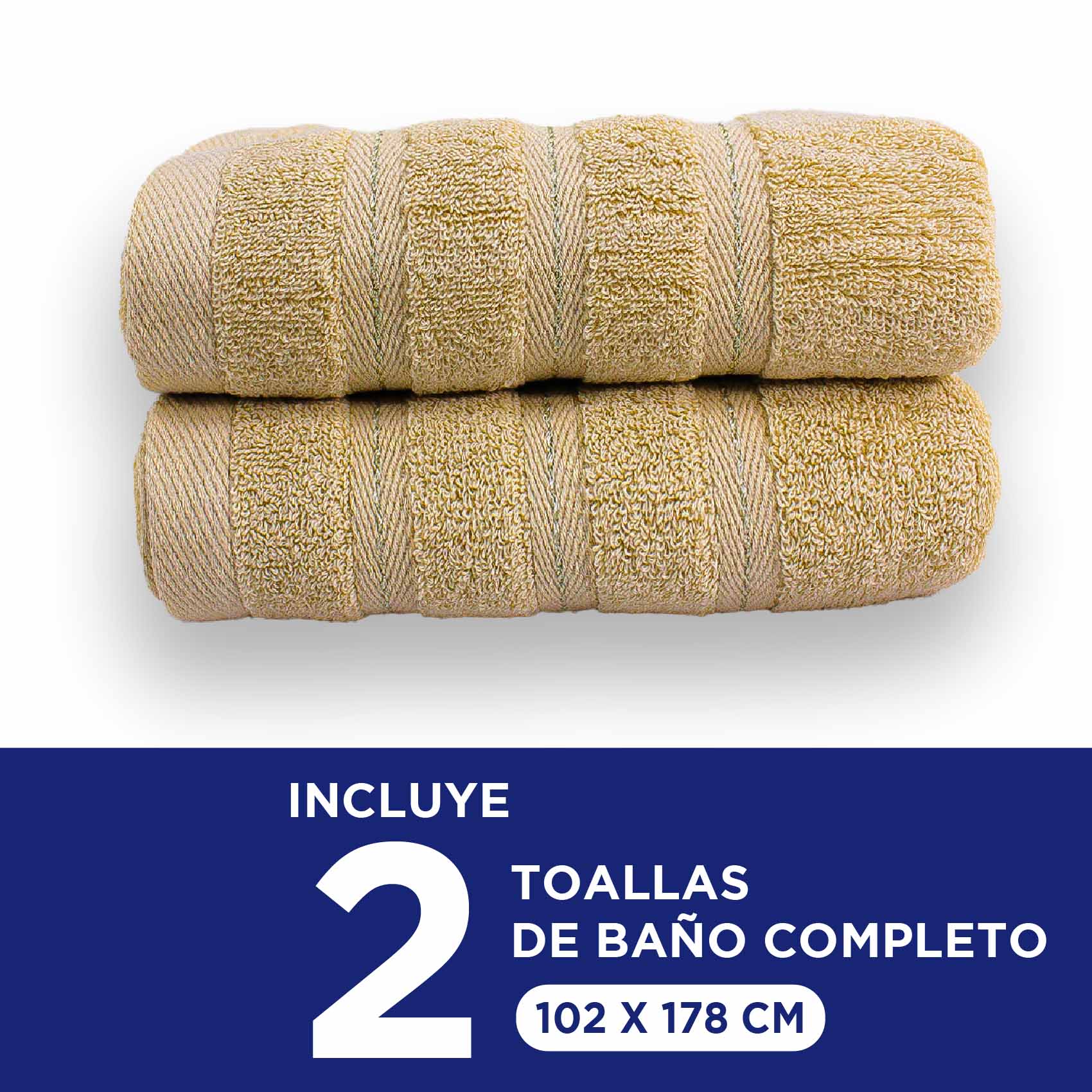 Foto 3 pulgar | Toalla Baño Completo Hokins Beige 100% Algodón 102x178 cm 2 Piezas