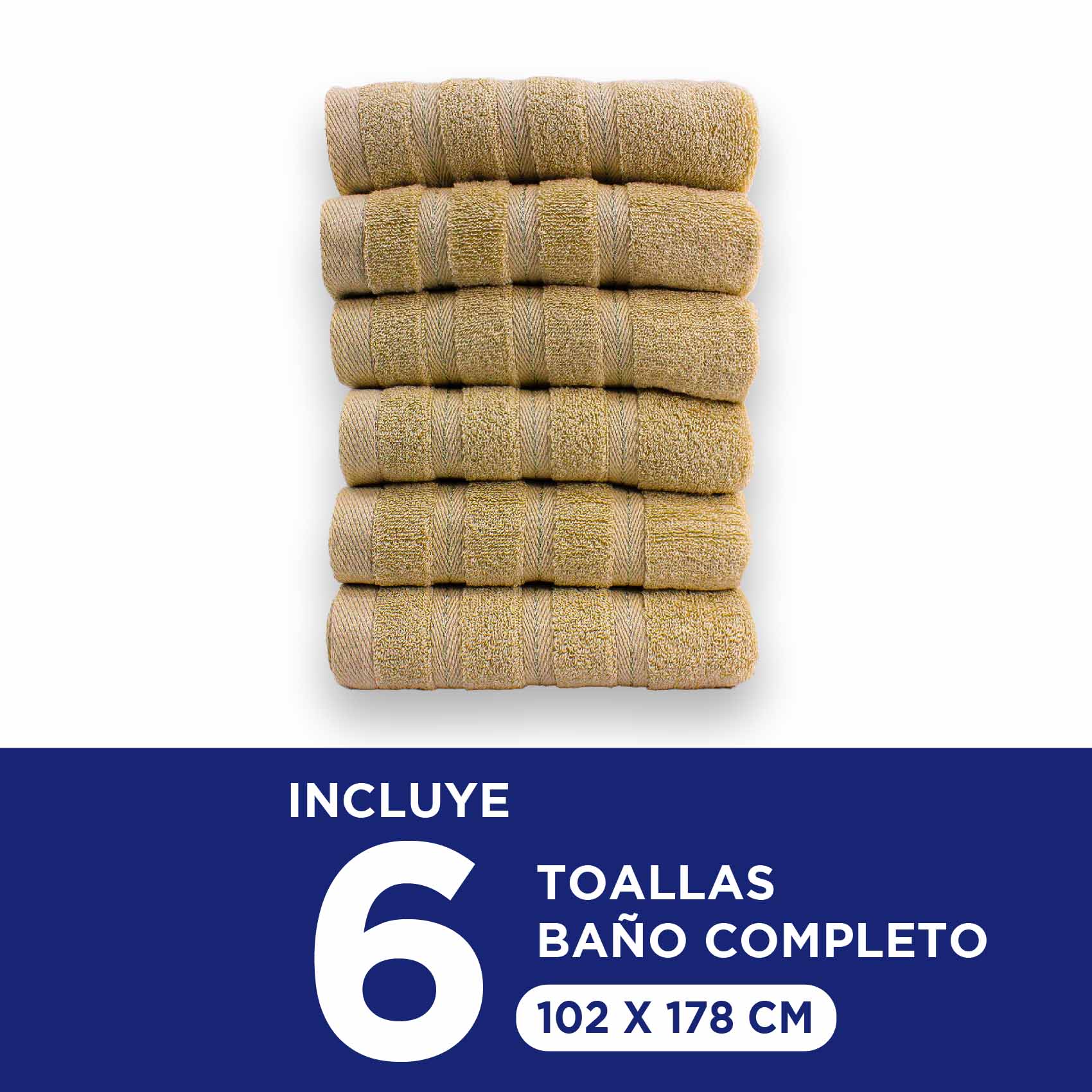 Foto 3 pulgar | Toalla Baño Completo Hokins Beige 100% Algodón 102x178 cm 6 Piezas