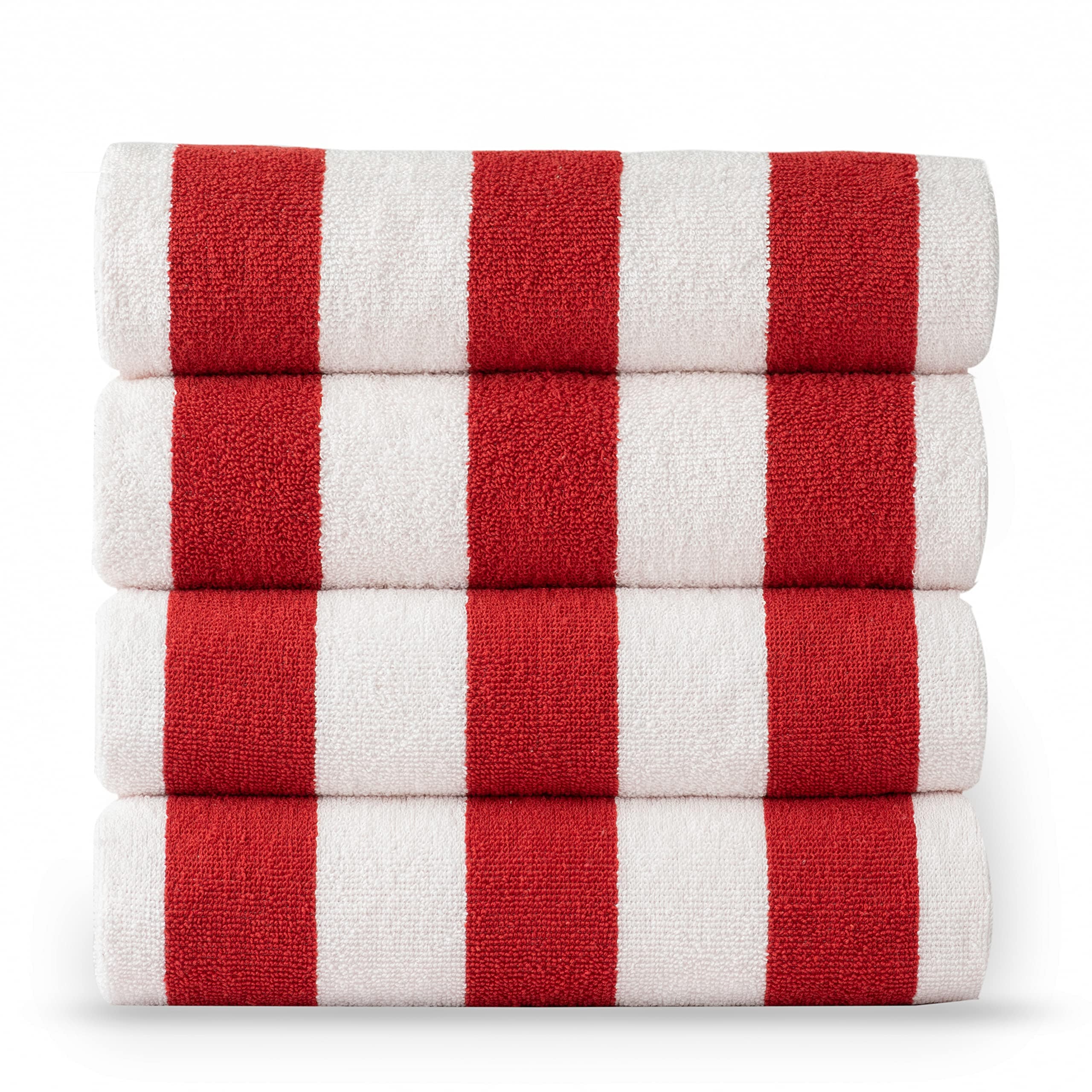 Toalla De Playa Lane Linen, Grande, 100% Algodón, Paquete De 4 Unidades, Color Rojo - Venta Internacional. $1,072