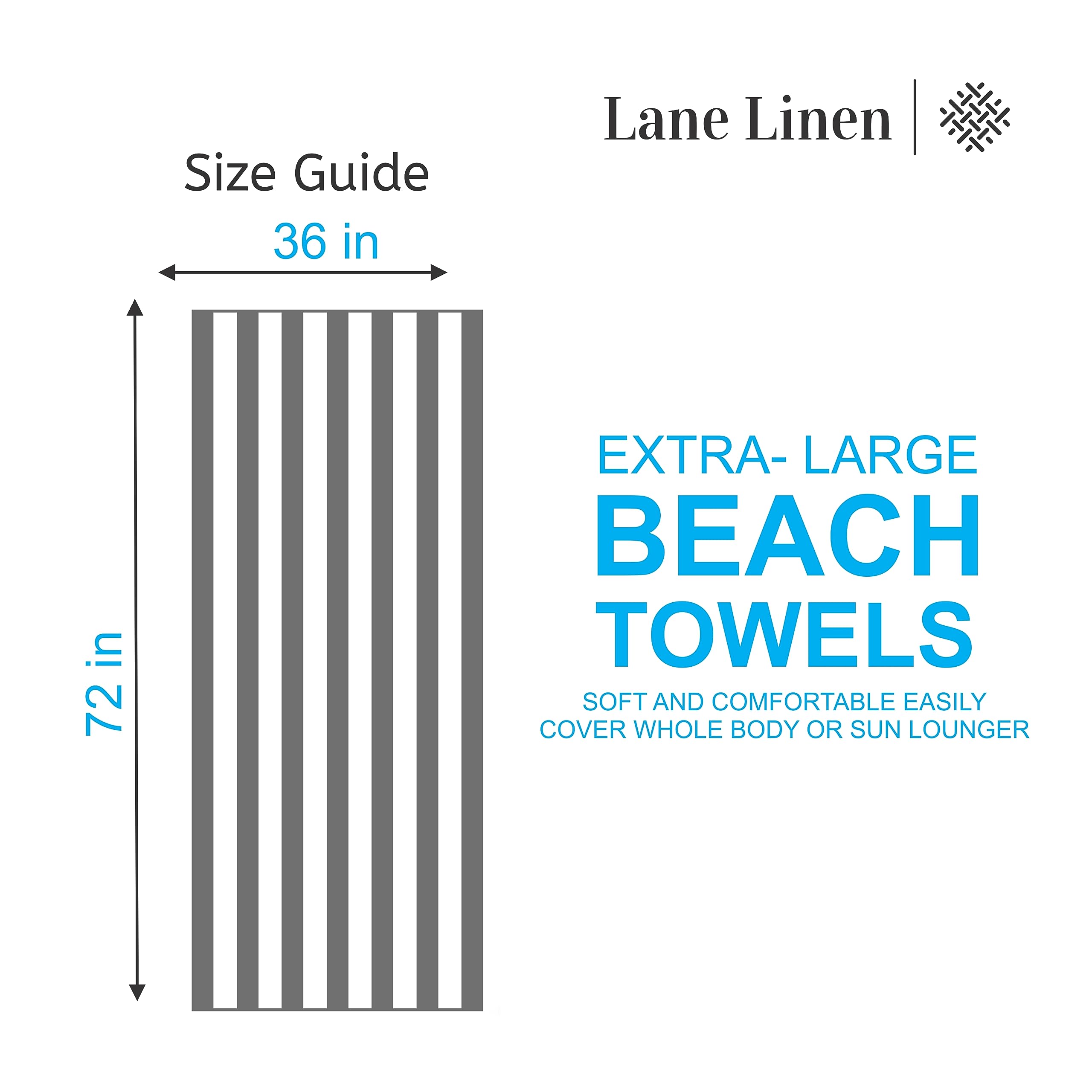 Foto 6 | Toalla De Playa Lane Linen, Tamaño Grande, 100% Algodón, 2 Unidades, Color Rojo - Venta Internacional.