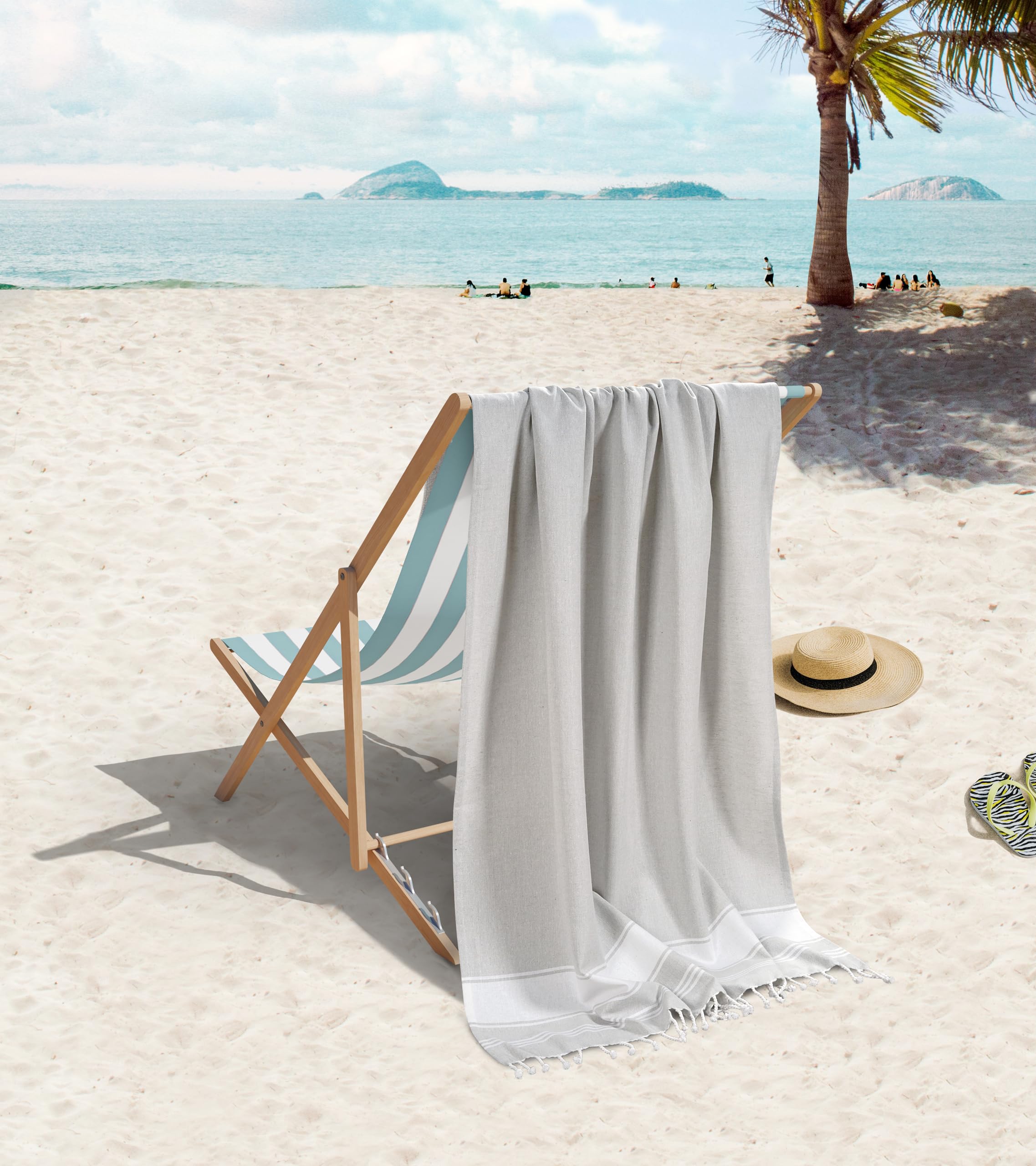 Foto 2 | Toalla De Playa Lane Linen, Grande, Para Piscina, Tamaño Xl, 39 X 71 Cm, Color Gris - Venta Internacional.