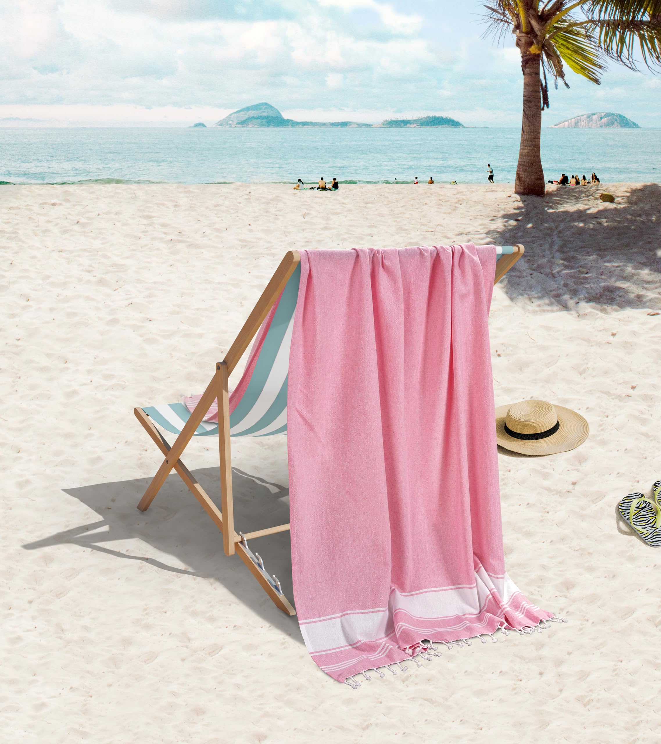 Foto 2 | Toalla De Playa Lane Linen, Cachemir Rosa, 100% Lino, 100 X 180 Cm - Venta Internacional.