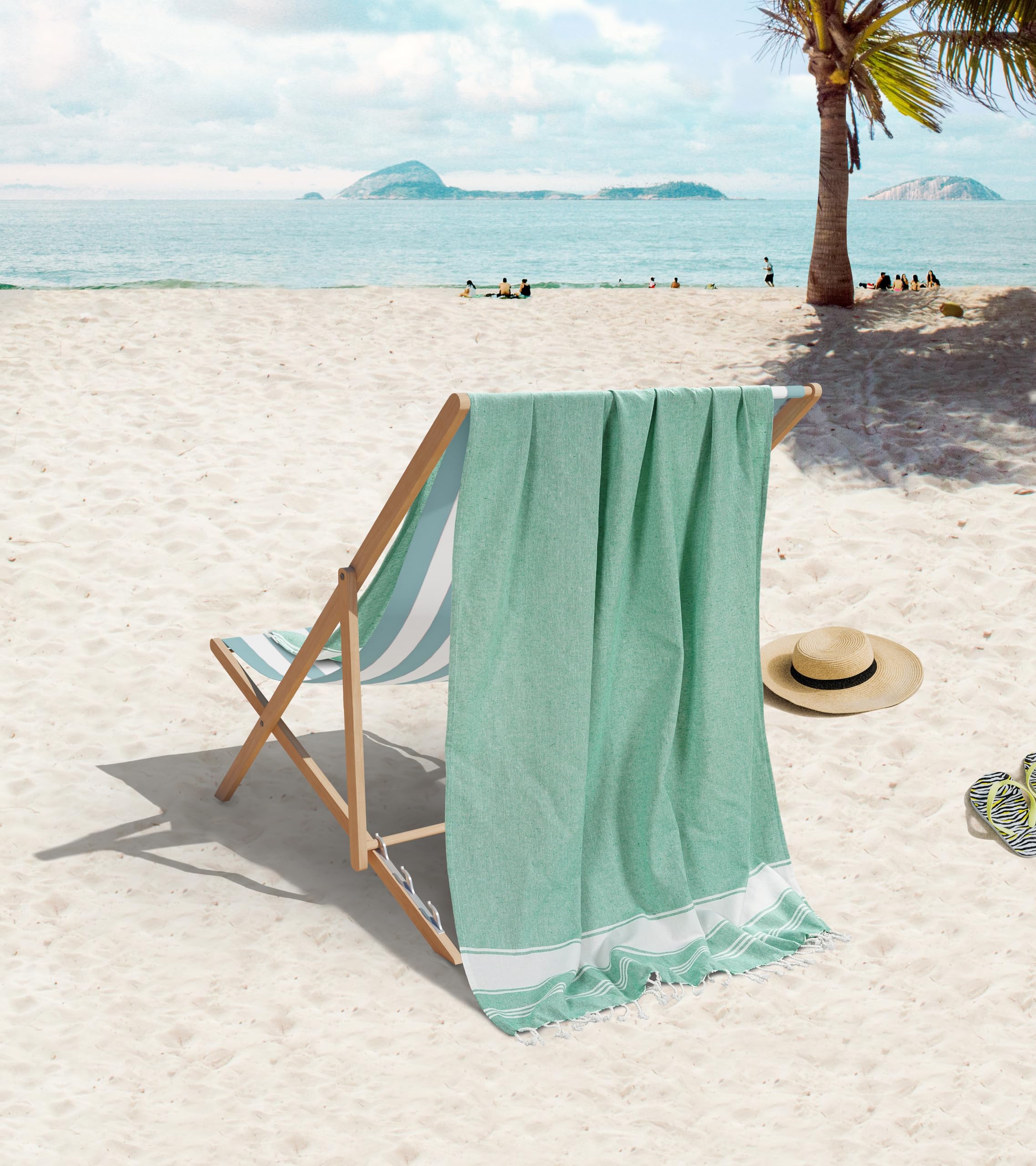 Foto 2 | Juego De 4 Toallas De Playa Lane Linen, Tamaño Grande, Estilo Turco, 39 X 71 Cm, Color Verde Jade - Venta Internacional