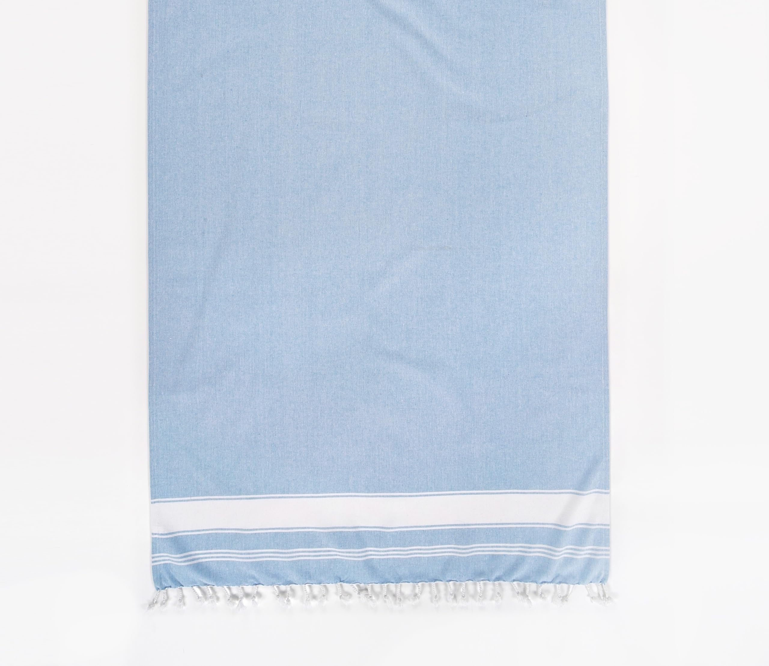 Toalla De Playa Lane Linen Turca De Gran Tamaño, 100 X 180 Cm, Azul Cielo - Venta Internacional.