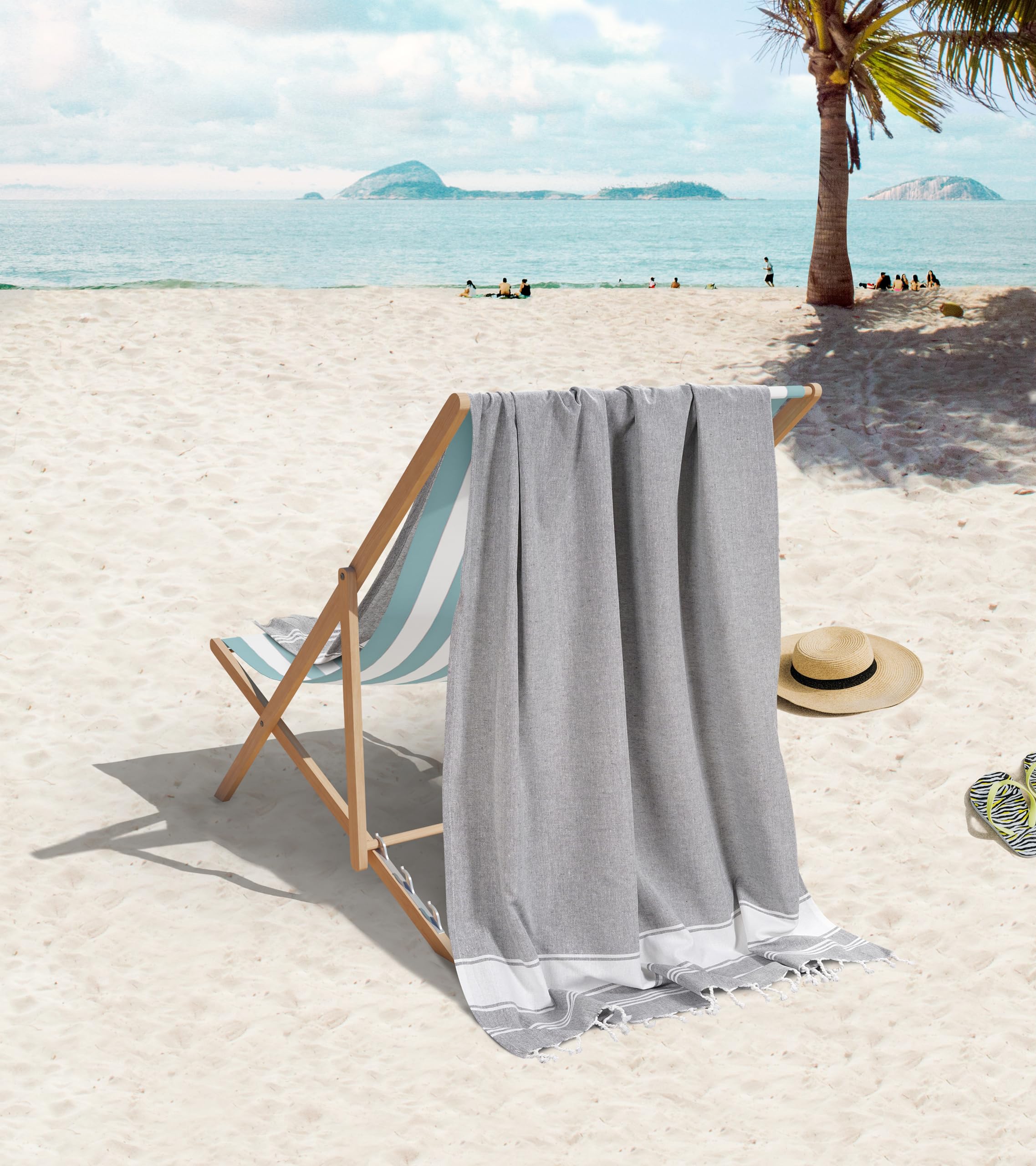 Foto 3 pulgar | Toalla De Playa Lane Linen Alloy, Paquete De 4 Unidades, 100% Lino, 100 X 180 Cm - Venta Internacional.