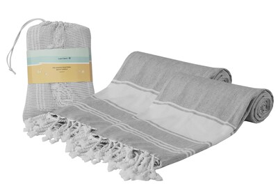 Foto 6 | Toalla De Playa Lane Linen Extra Grande, 39 X 71 Cm, 2 Unidades, Color Gris - Venta Internacional.