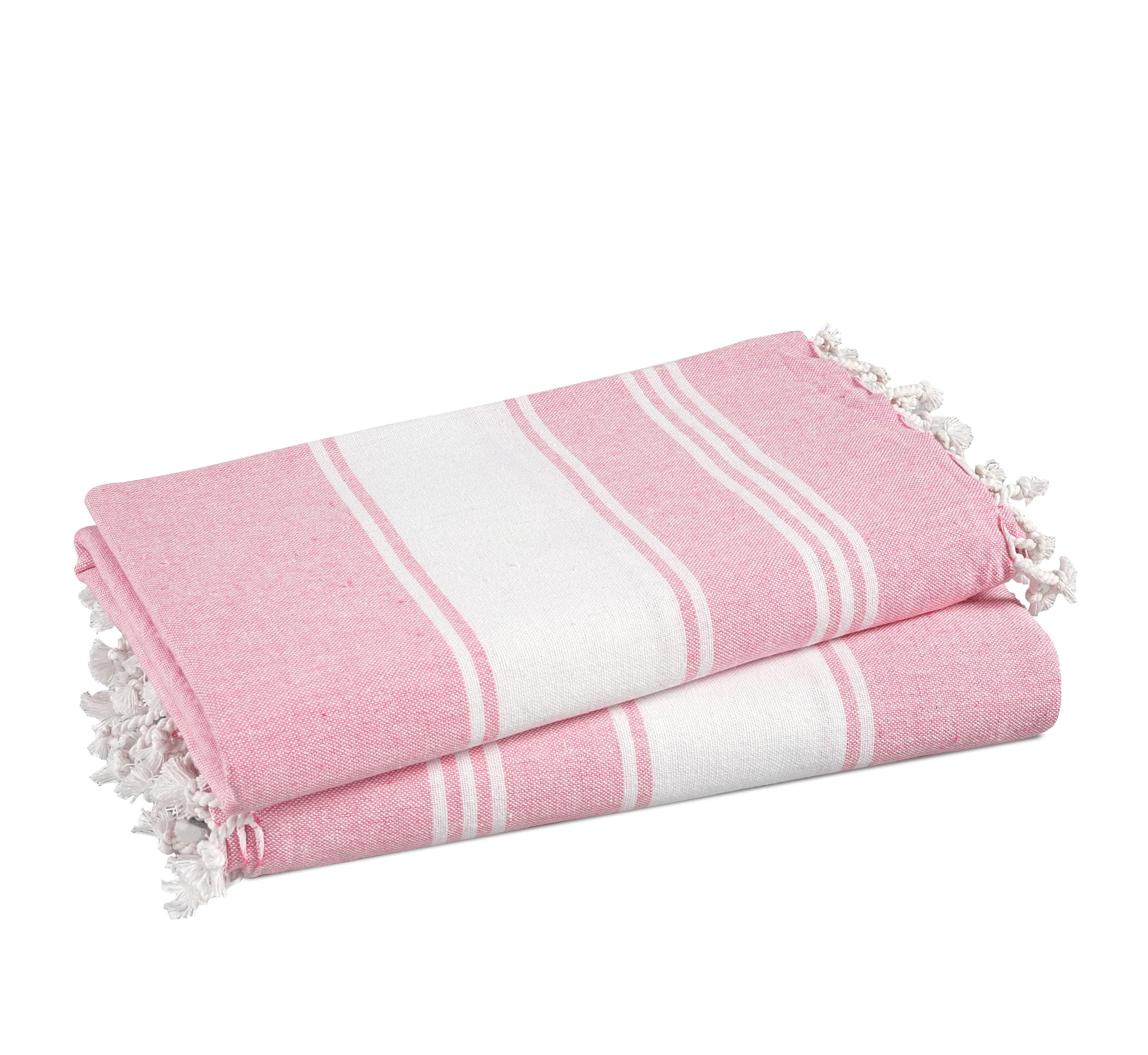 Toalla De Playa Lane Linen, Color Rosa Caramelo Turco, 100 X 180 Cm, Paquete De 2 - Venta Internacional. $583