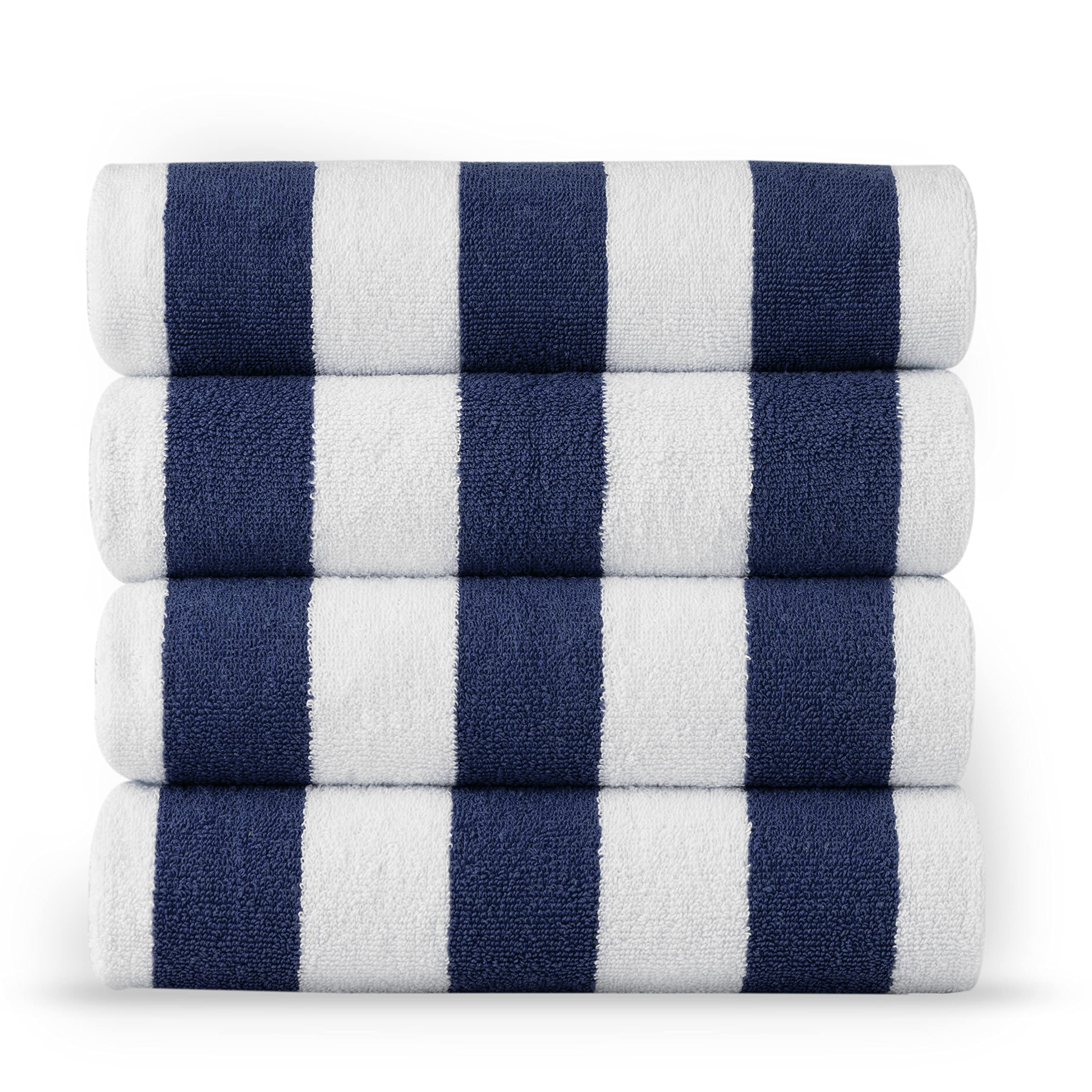 Juego de Toallas de Playa Lane Linen 100% Algodón Cabana Stripe Blue 4 Piezas - Venta Internacional