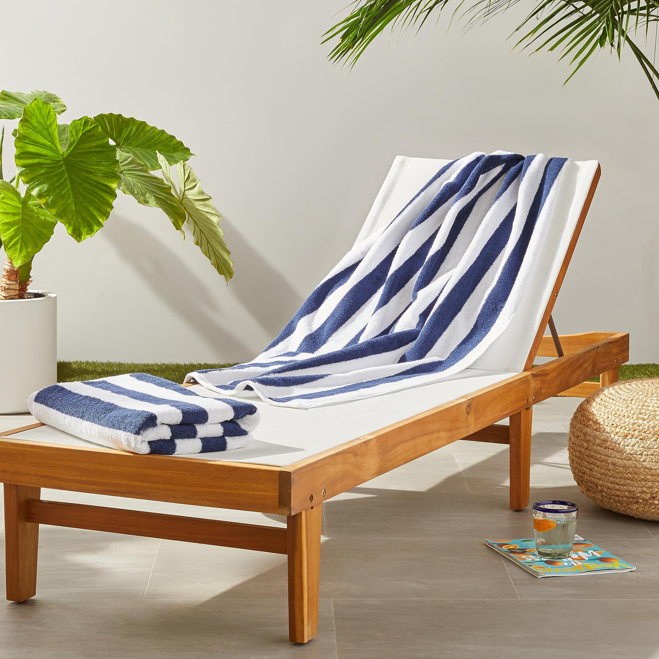 Foto 1 | Toallas Amazon Basics, 100% Algodón, 76 X 152 Cm, Paquete De 2 Unidades, Azul Marino - Venta Internacional.