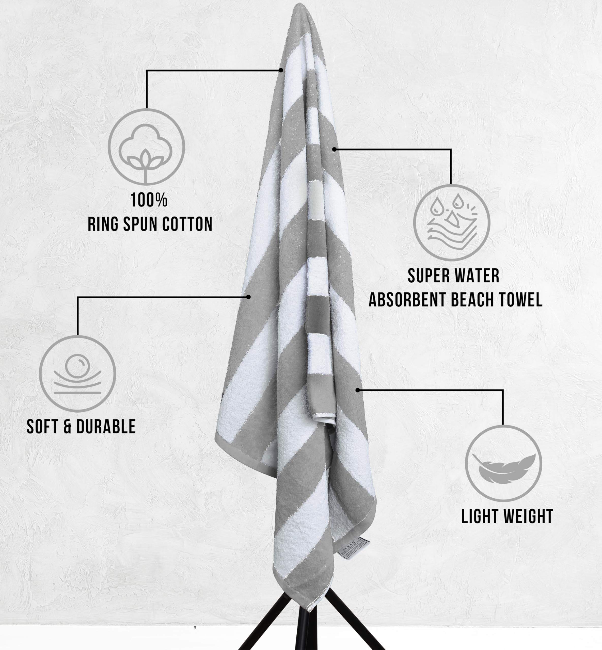 Foto 4 pulgar | Toalla De Playa Utopia Towels Cabana Stripe, 100% Algodón, 76 X 152 Cm - Venta Internacional.