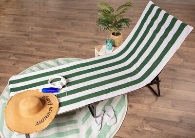 Foto 4 | Toalla Para Sillón De Playa Dii Stripe, 100% Algodón Rizado, Verde - Venta Internacional.
