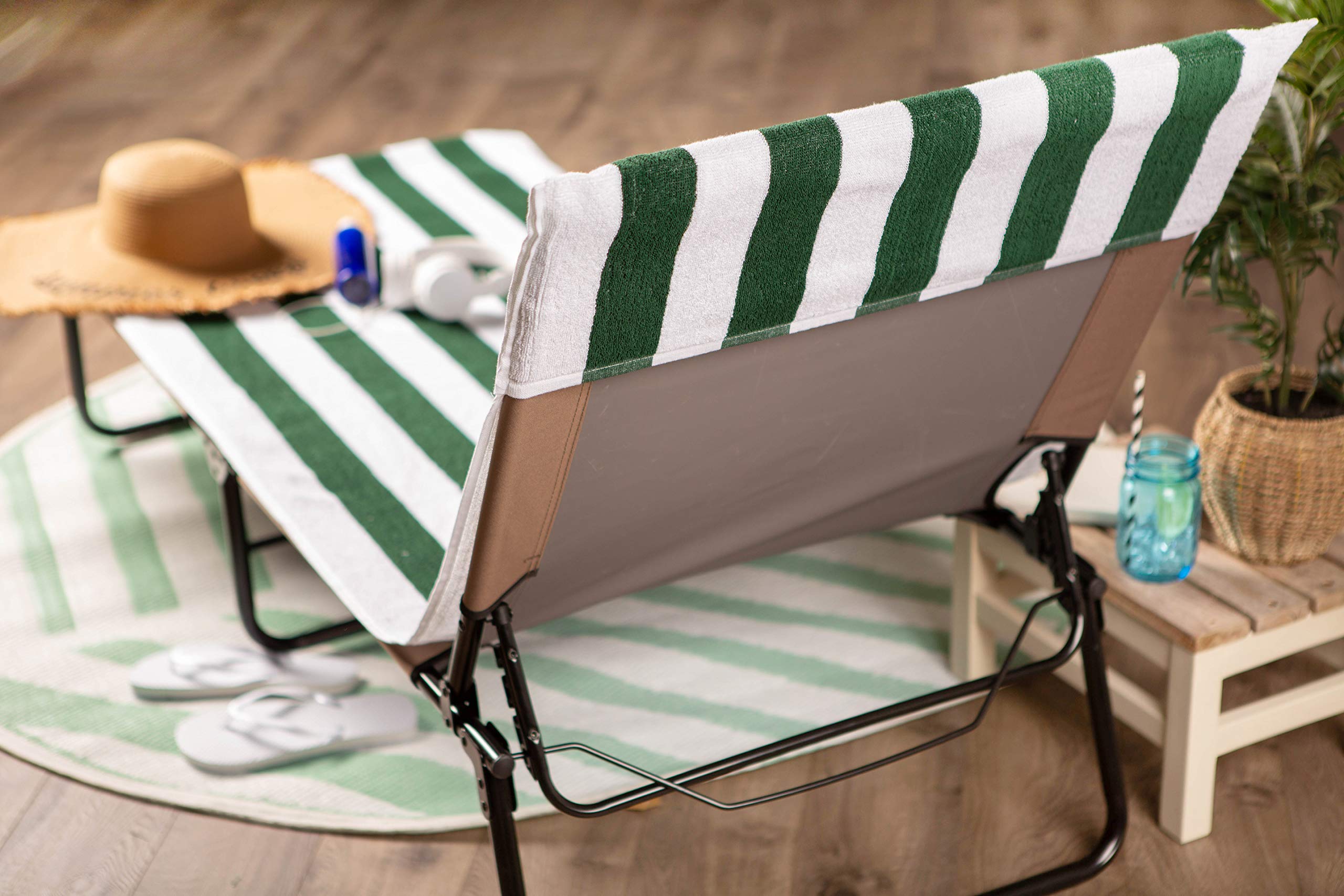 Foto 6 pulgar | Toalla Para Sillón De Playa Dii Stripe, 100% Algodón Rizado, Verde - Venta Internacional.
