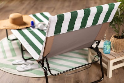 Foto 5 | Toalla Para Sillón De Playa Dii Stripe, 100% Algodón Rizado, Verde - Venta Internacional.