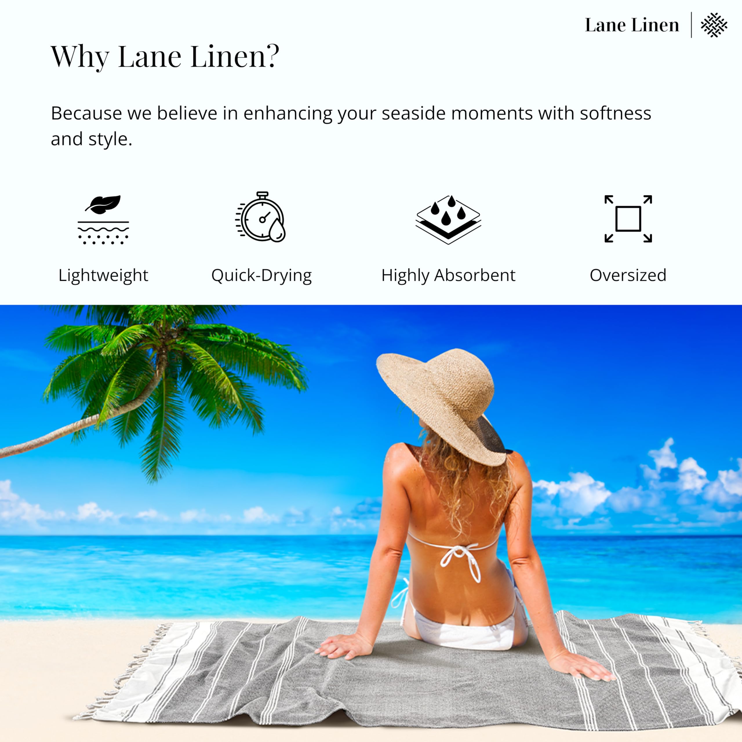 Foto 4 | Toallas De Playa Lane Linen Beach Party 39 X 71 Cm, Paquete De 12 - Venta Internacional.