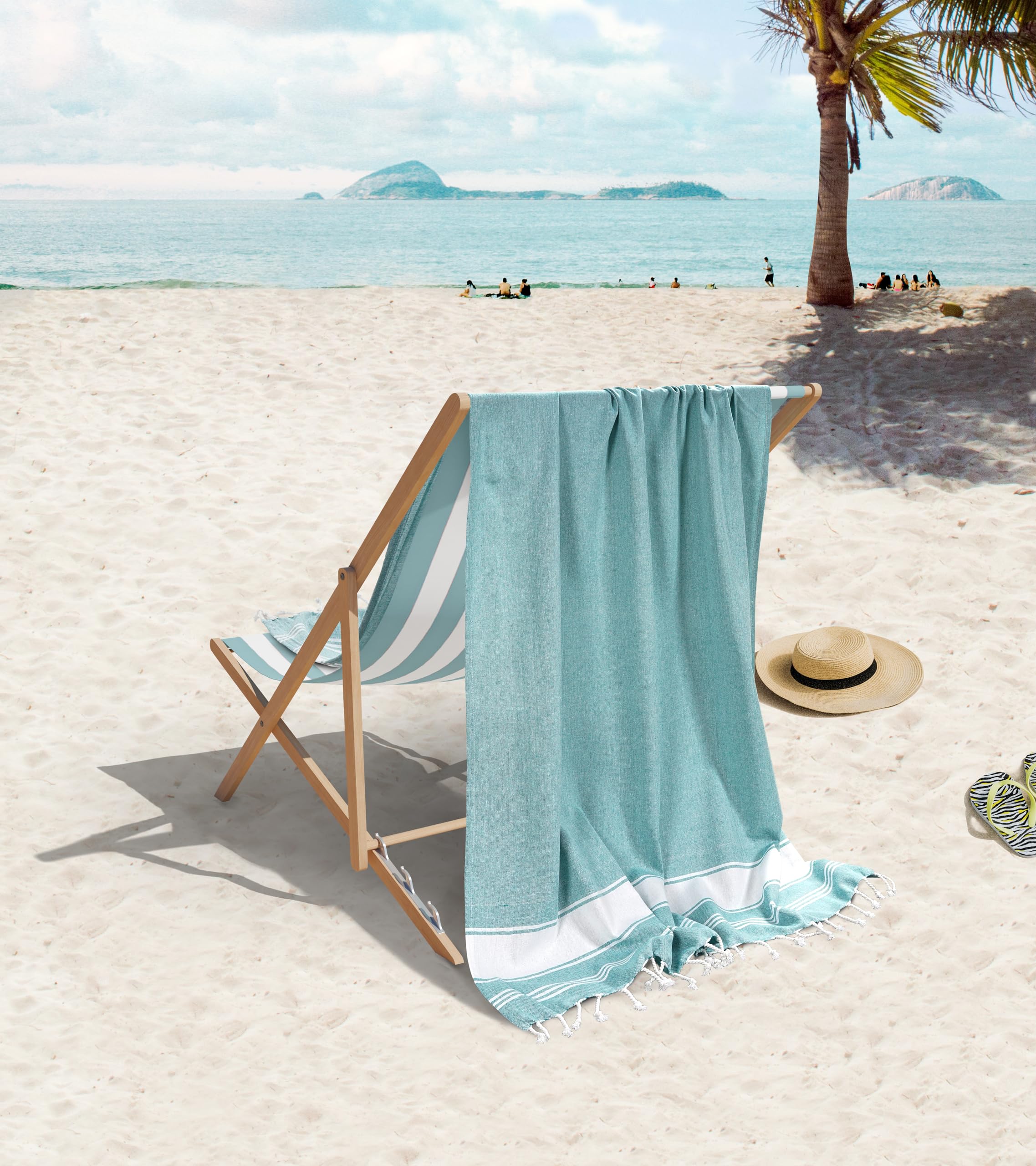 Foto 3 pulgar | Toalla De Playa Lane Linen De Gran Tamaño, Prelavada Y De Secado Rápido, Color Verde - Venta Internacional.