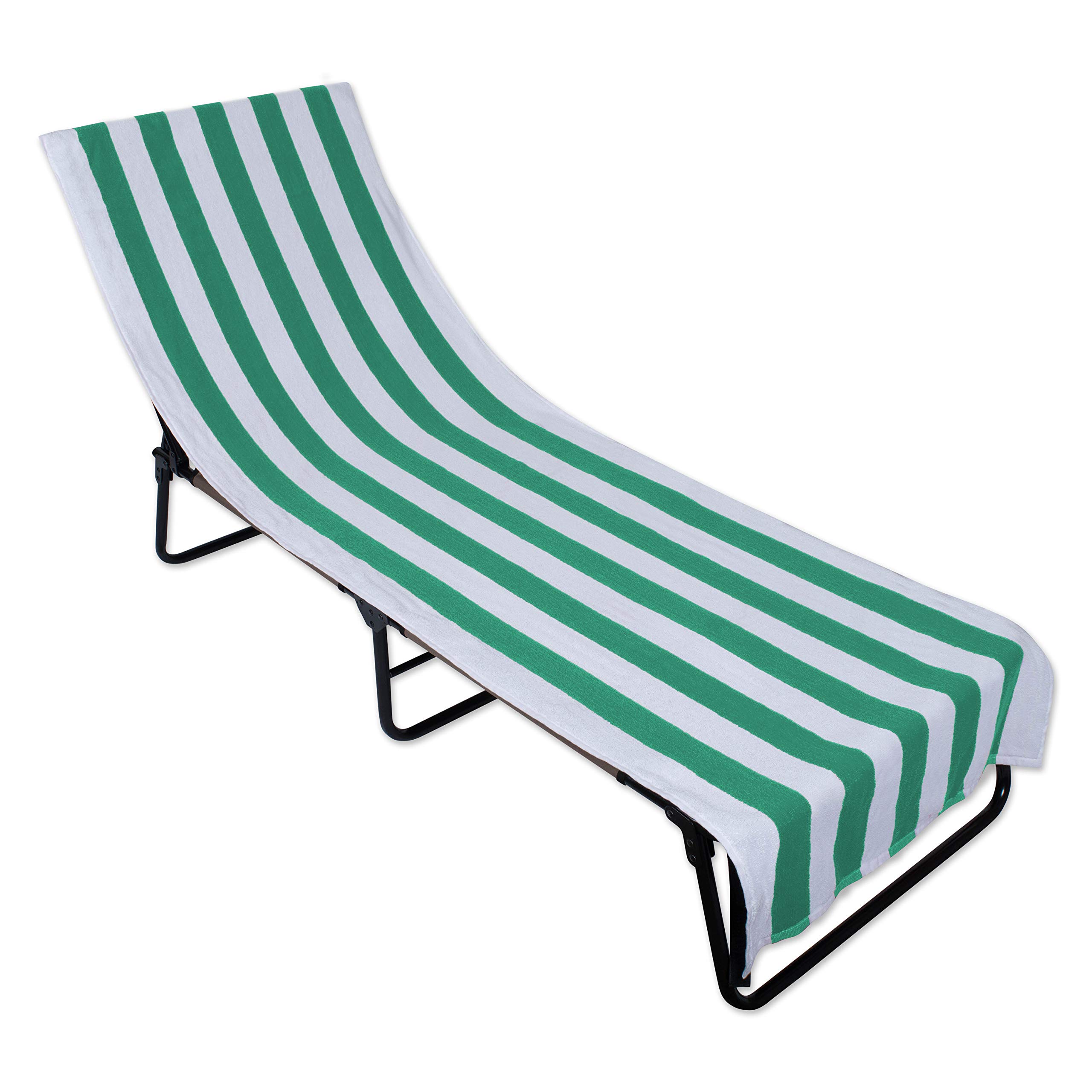 Toalla Para Sillón De Playa Dii Stripe, 26 X 82 Cm, Color Verde Esmeralda - Venta Internacional. $1,003