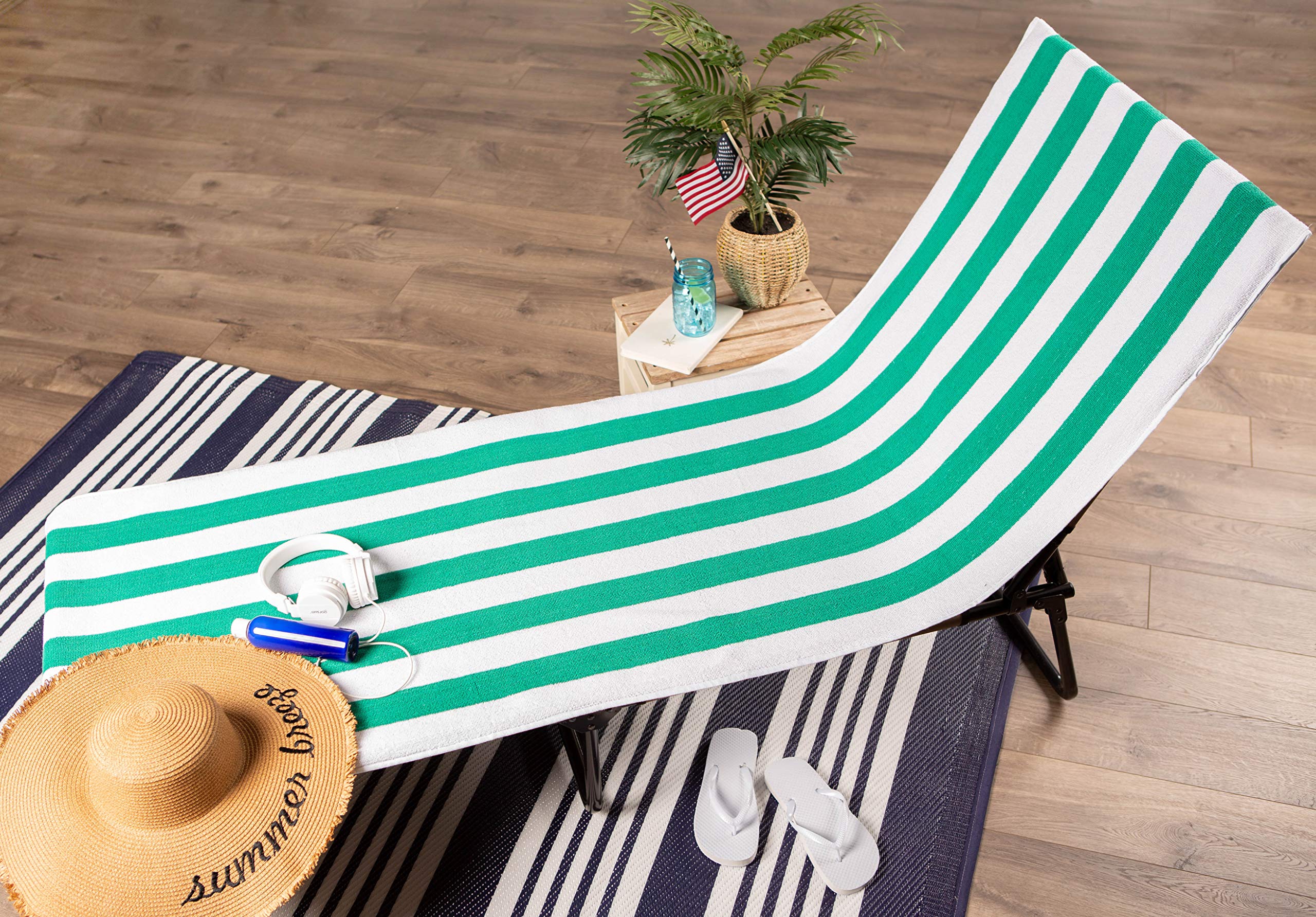 Foto 4 pulgar | Toalla Para Sillón De Playa Dii Stripe, 26 X 82 Cm, Color Verde Esmeralda - Venta Internacional.