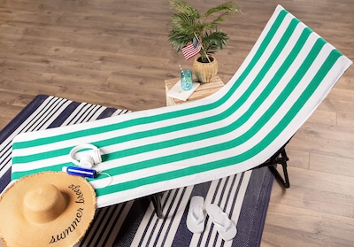 Foto 3 | Toalla Para Sillón De Playa Dii Stripe, 26 X 82 Cm, Color Verde Esmeralda - Venta Internacional.
