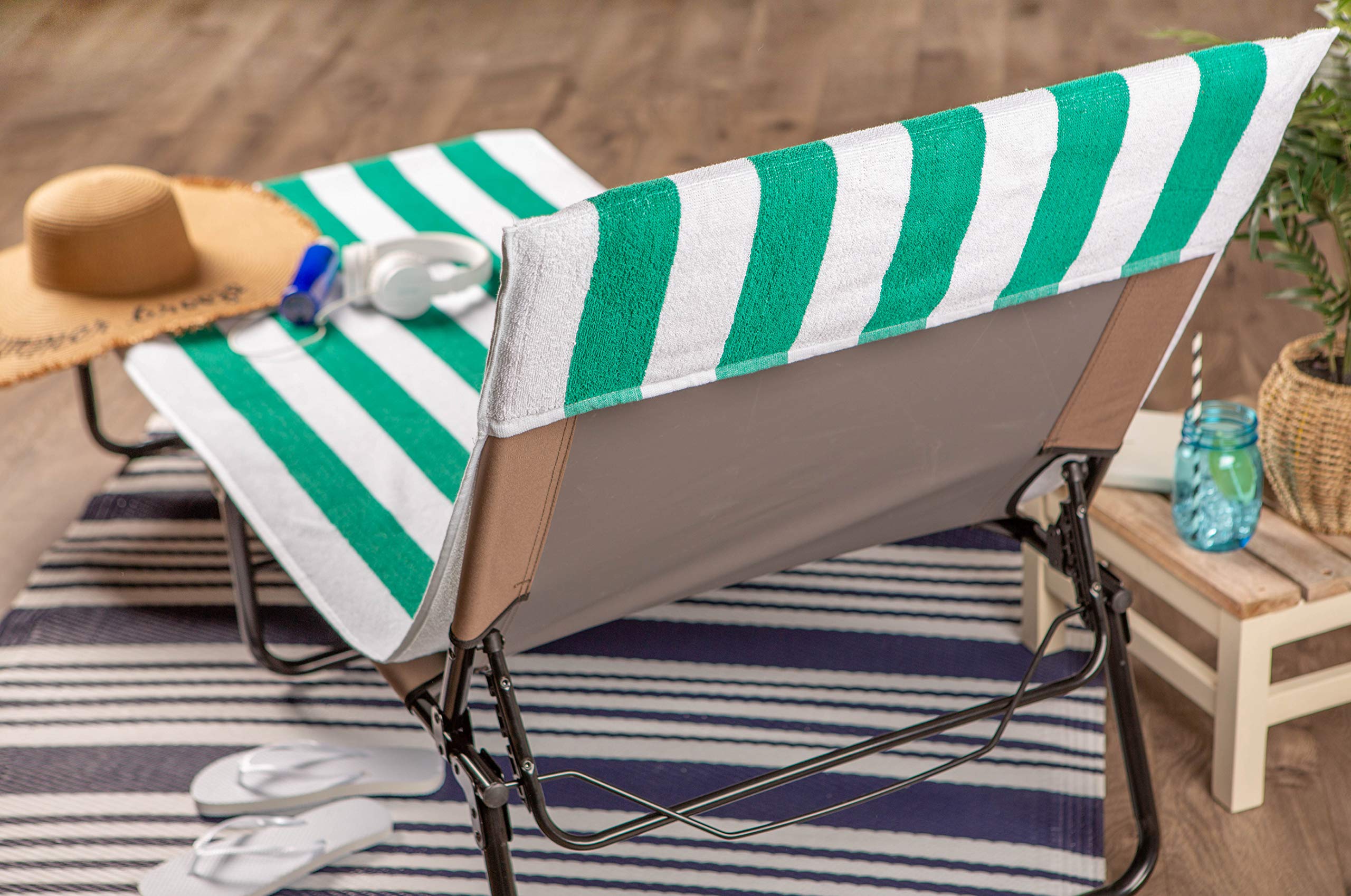 Foto 5 pulgar | Toalla Para Sillón De Playa Dii Stripe, 26 X 82 Cm, Color Verde Esmeralda - Venta Internacional.