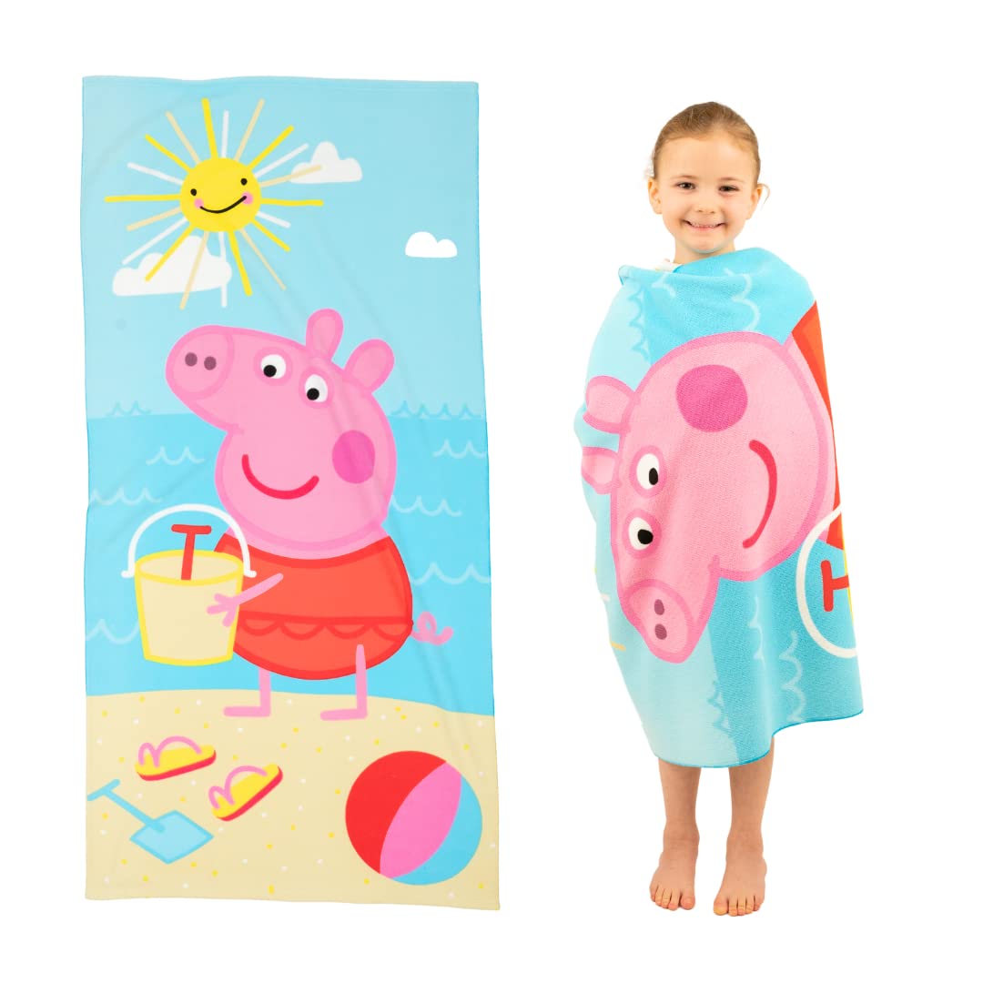 Toalla De Baño/piscina/playa Franco Peppa Pig Kids, Supersuave Y Ligera, 100% Reciclada, Hecha De Bo - Venta Interna $673