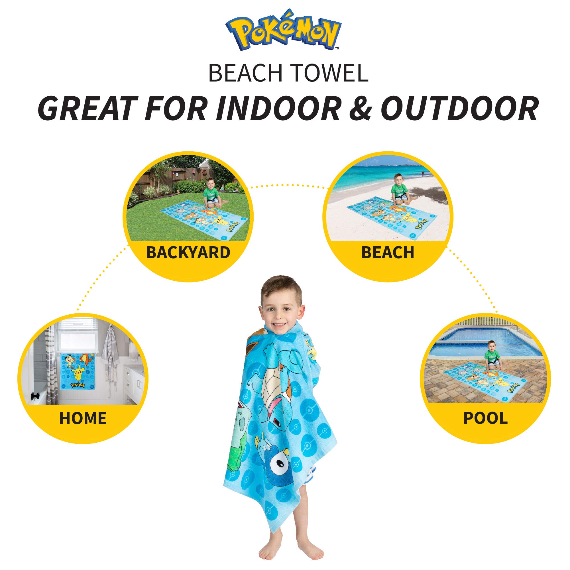Foto 2 | Toalla De Playa Franco Kids Pokemon 148 Cm X 71 Cm, 100% Algodón - Venta Internacional.