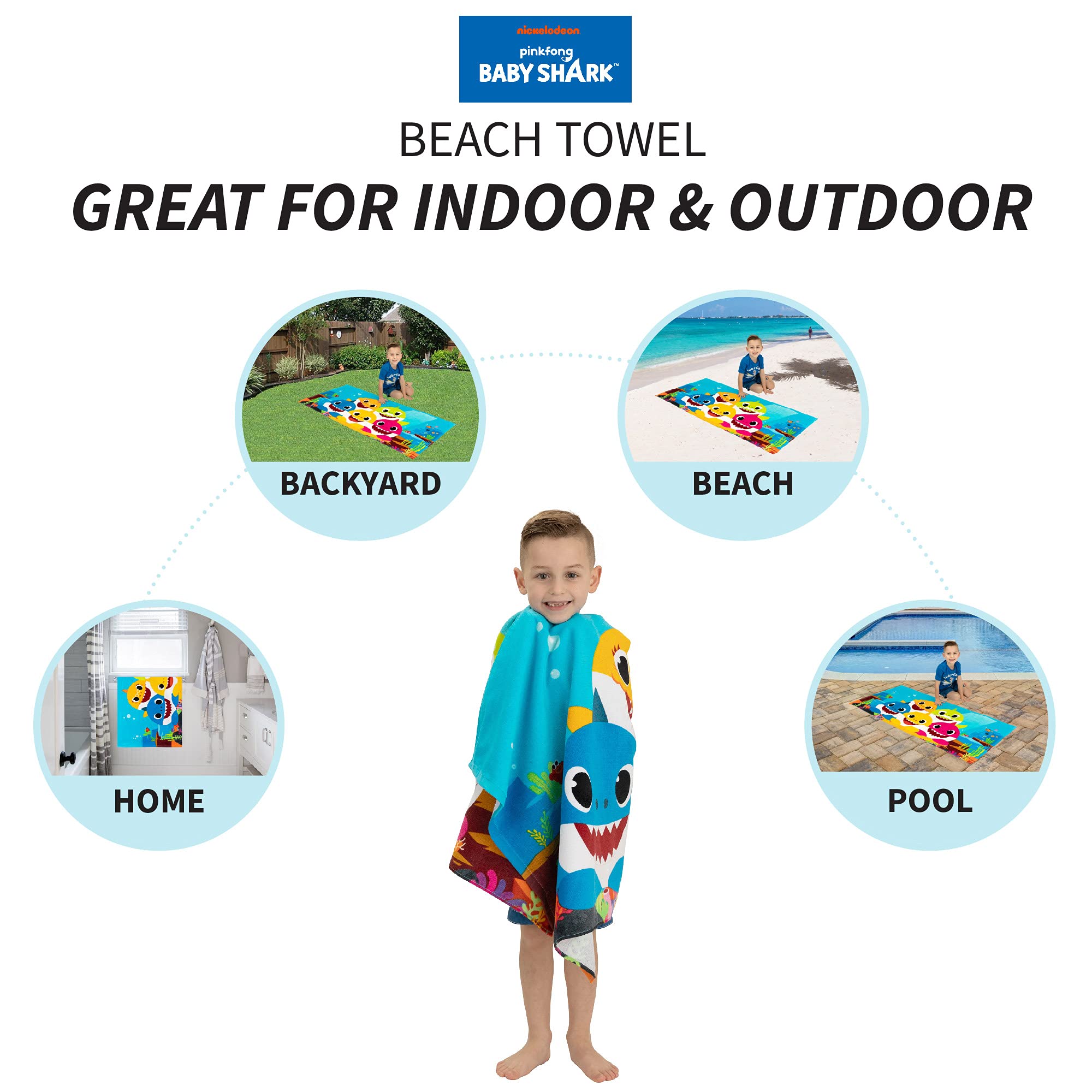 Foto 4 pulgar | Toalla Franco Kids Baby Shark De Algodón 147 Cm X 71 Cm - Venta Internacional.