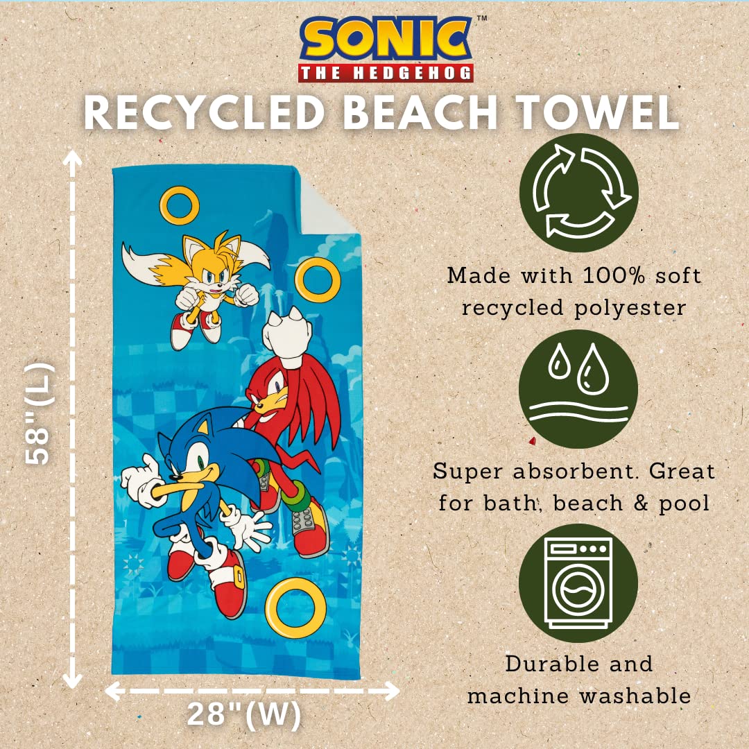 Foto 3 pulgar | Toalla De Playa Franco Sonic The Hedgehog De Poliéster Reciclado - Venta Internacional.