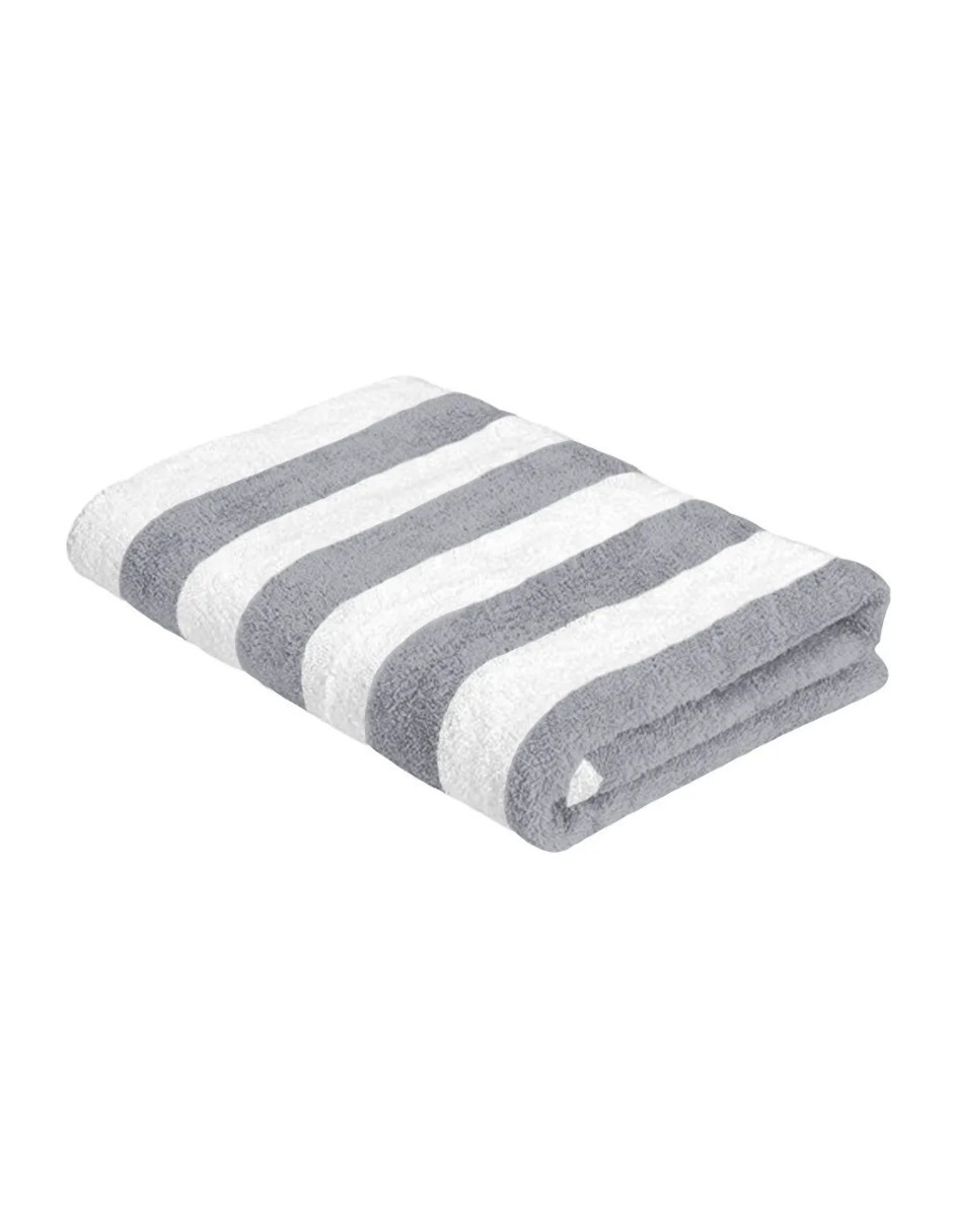 Foto 3 pulgar | Toalla Rayada Extra Grande Gris + Gratis Termo Güish De Regalo