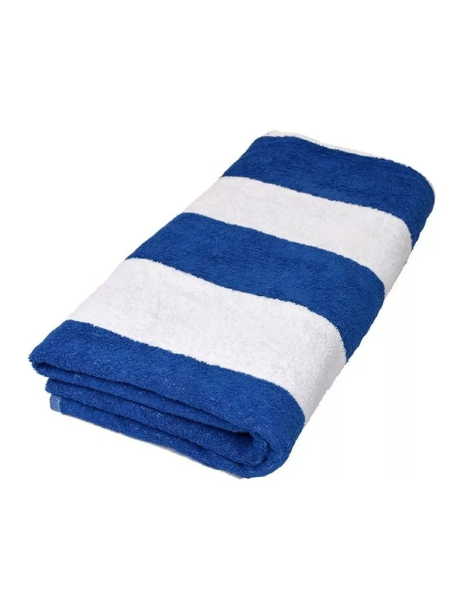 Foto 5 pulgar | Toalla Rayada Extra Grande Azul + Gratis Termo Güish De Regalo
