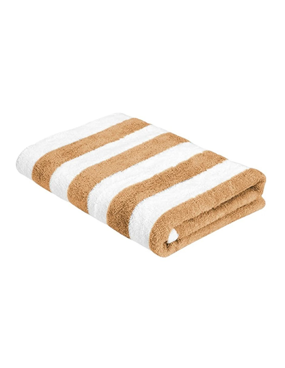 Foto 3 pulgar | Toalla Rayada Extra Grande Beige + Gratis Termo Güish De Regalo