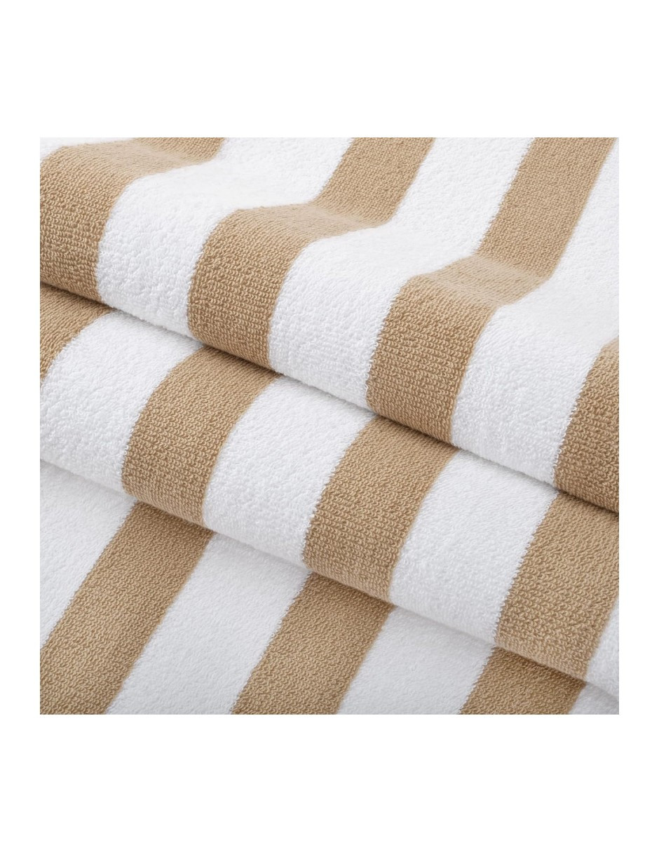 Foto 5 pulgar | Toalla Rayada Extra Grande Beige + Gratis Termo Güish De Regalo