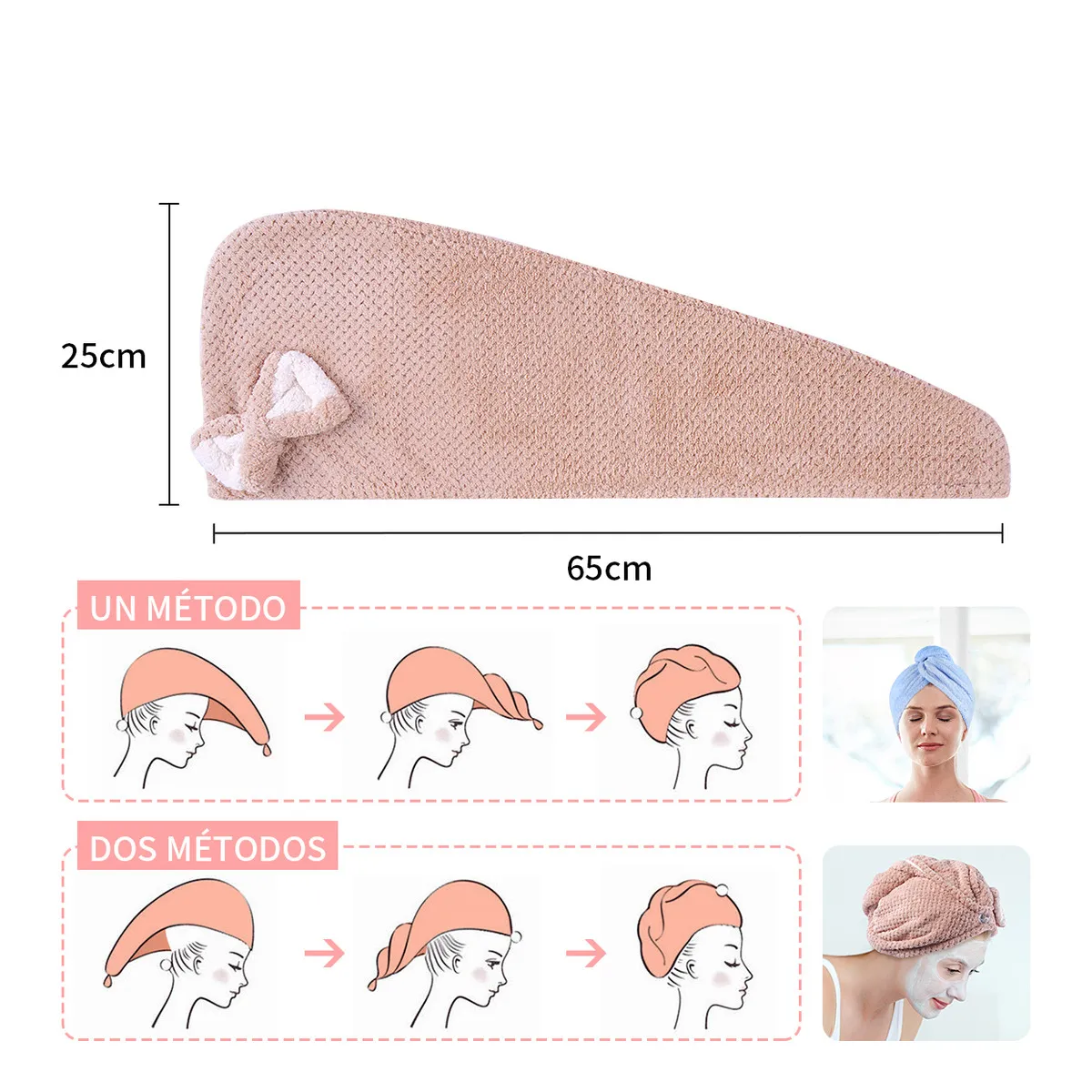 Foto 3 pulgar | Set 2 Piezas Toalla De Microfibra Y Gorro De Ducha Impermeable Eo Safe Imports Esi-20181 Multicolor