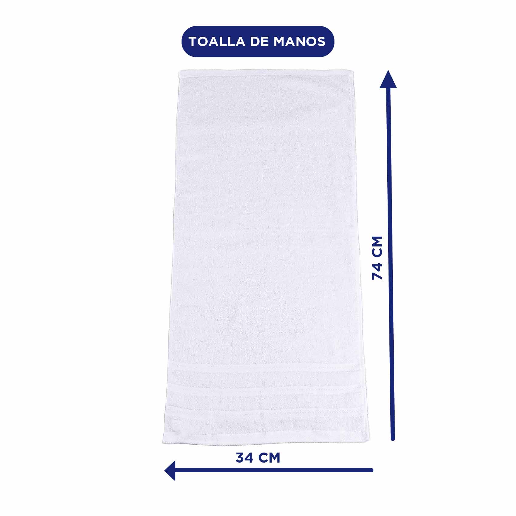 Foto 3 | Toalla Medio Baño 2 Piezas 100% Algodón 70 x 140 Blancas