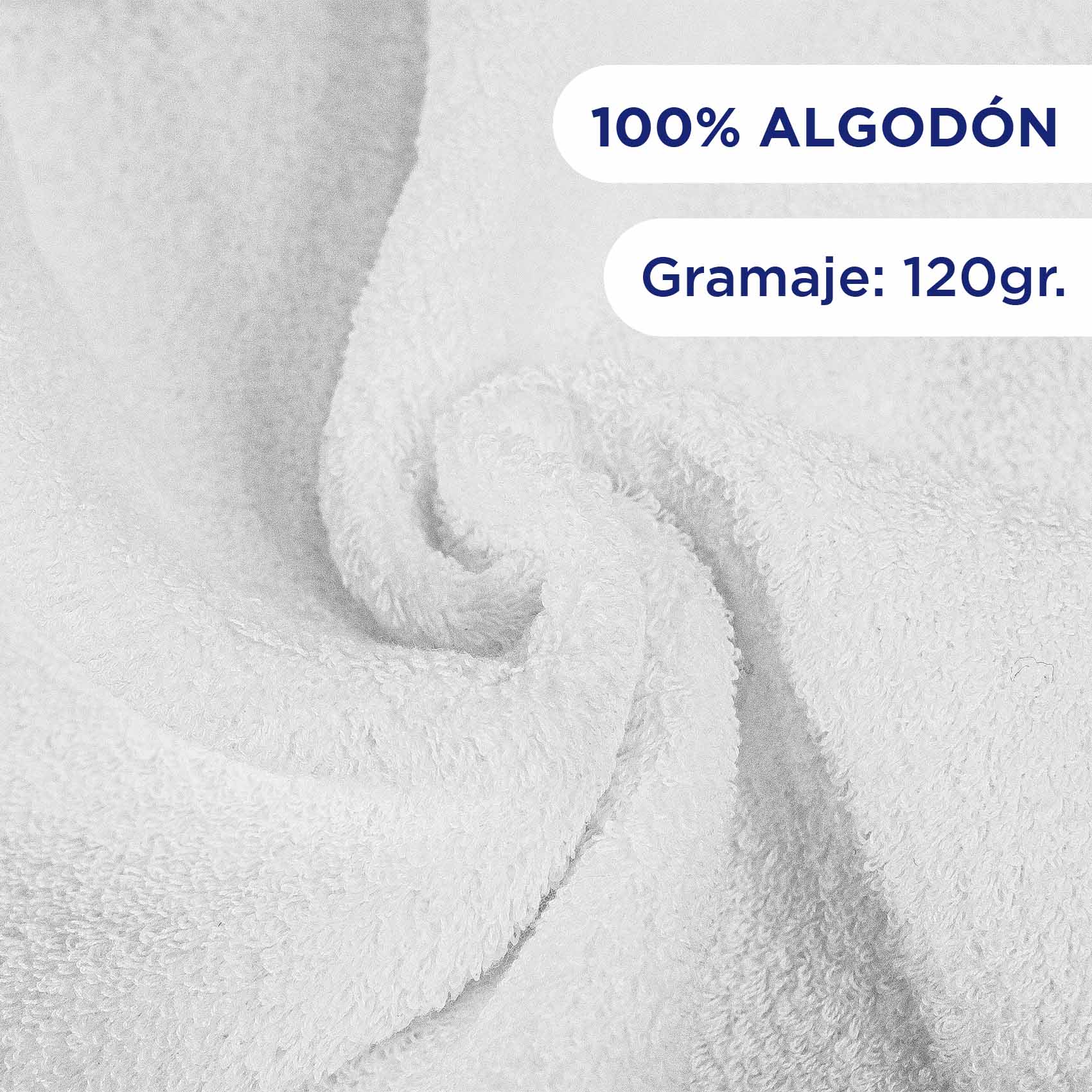 Foto 5 pulgar | Toalla Medio Baño 2 Piezas 100% Algodón 70 x 140 Blancas
