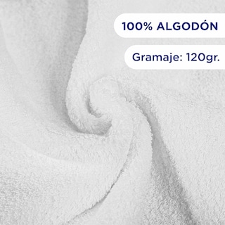 Foto 4 | Toalla Medio Baño 2 Piezas 100% Algodón 70 x 140 Blancas