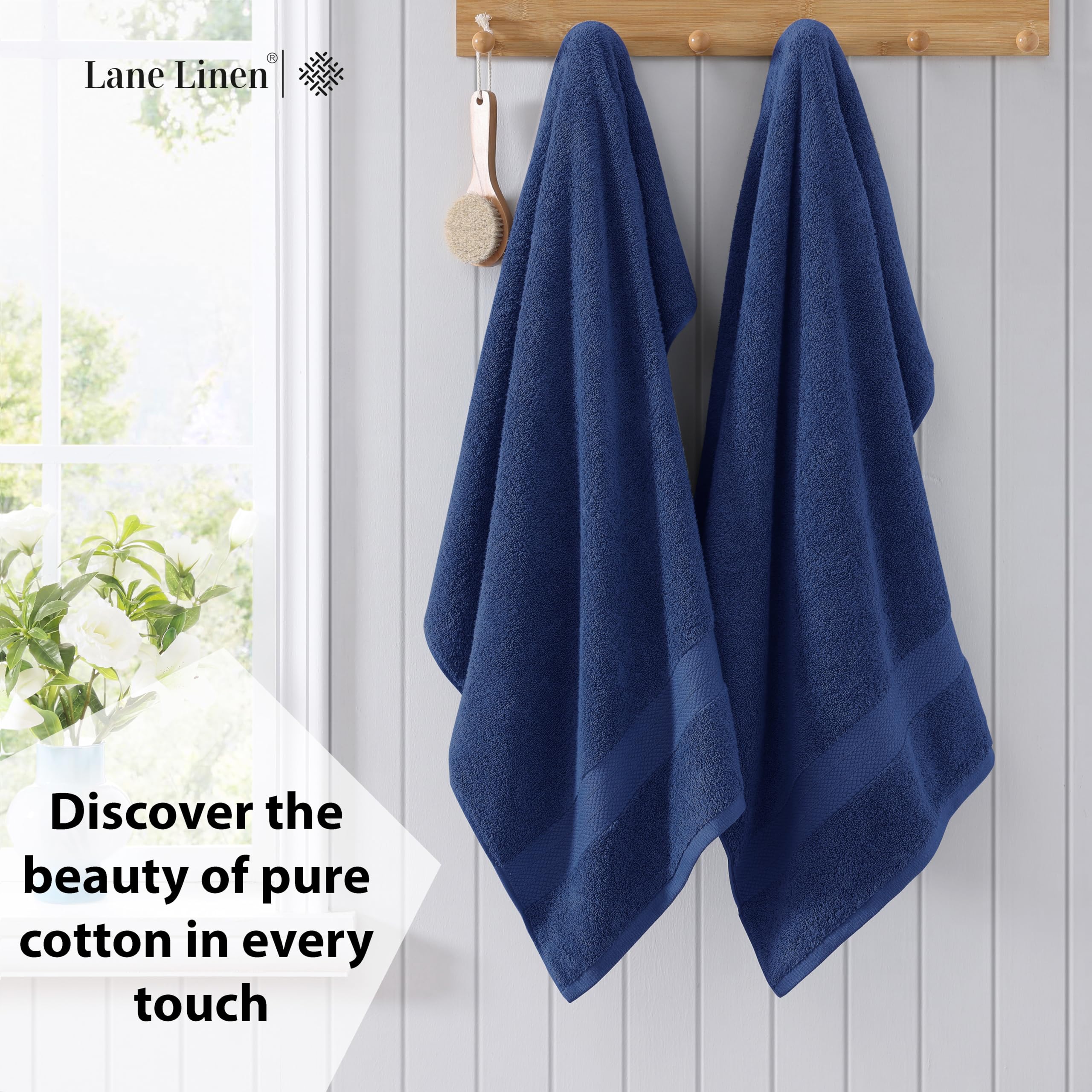 Foto 4 pulgar | Juego De Toallas De Baño Lane Linen 100% Algodón, Paquete De 4 Unidades, 35 X 66 Cm, Azul Marino - Venta Internacional.