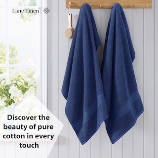 Foto 3 | Juego De Toallas De Baño Lane Linen 100% Algodón, Paquete De 4 Unidades, 35 X 66 Cm, Azul Marino - Venta Internacional.