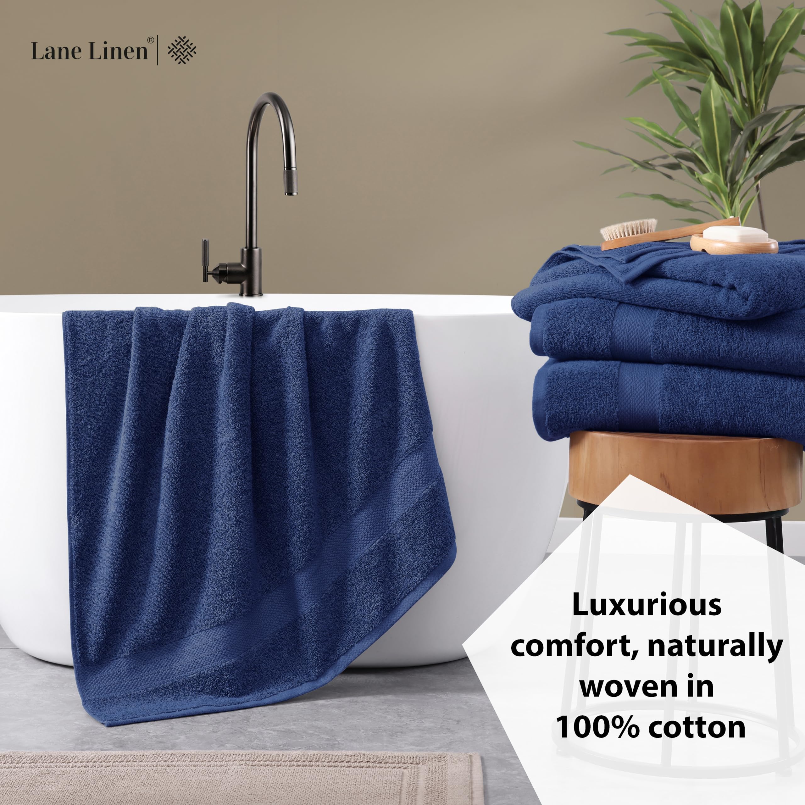 Foto 5 pulgar | Juego De Toallas De Baño Lane Linen 100% Algodón, Paquete De 4 Unidades, 35 X 66 Cm, Azul Marino - Venta Internacional.